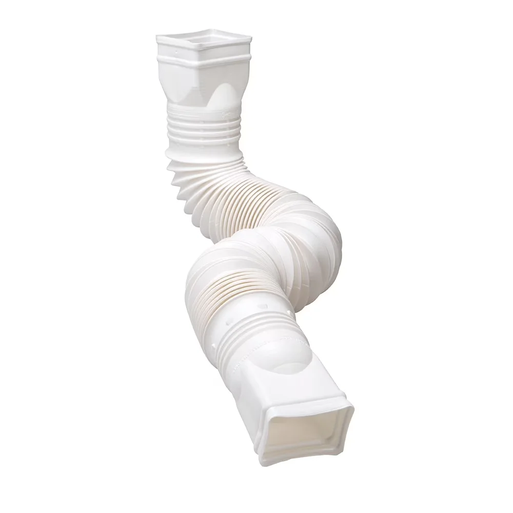 Efficient Building Material with Durable, White Roof Gutter Accessories, Flex-a-Spout Downspout Extension - White Vinyl Model 2A1E65