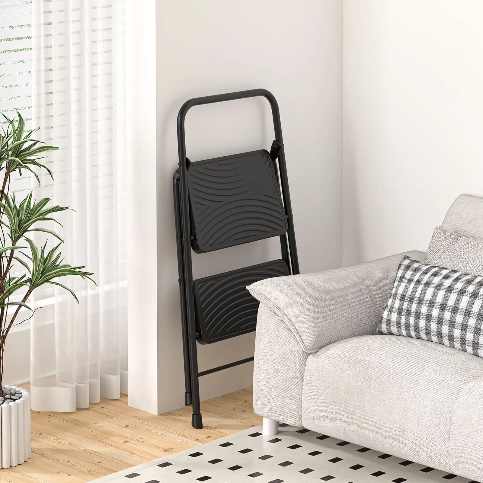Stylish Ladders And Step Stool with Foldable, 2 Ladder, STURDY CONSTRUCTION - Metal + Plastic Model B0B22B