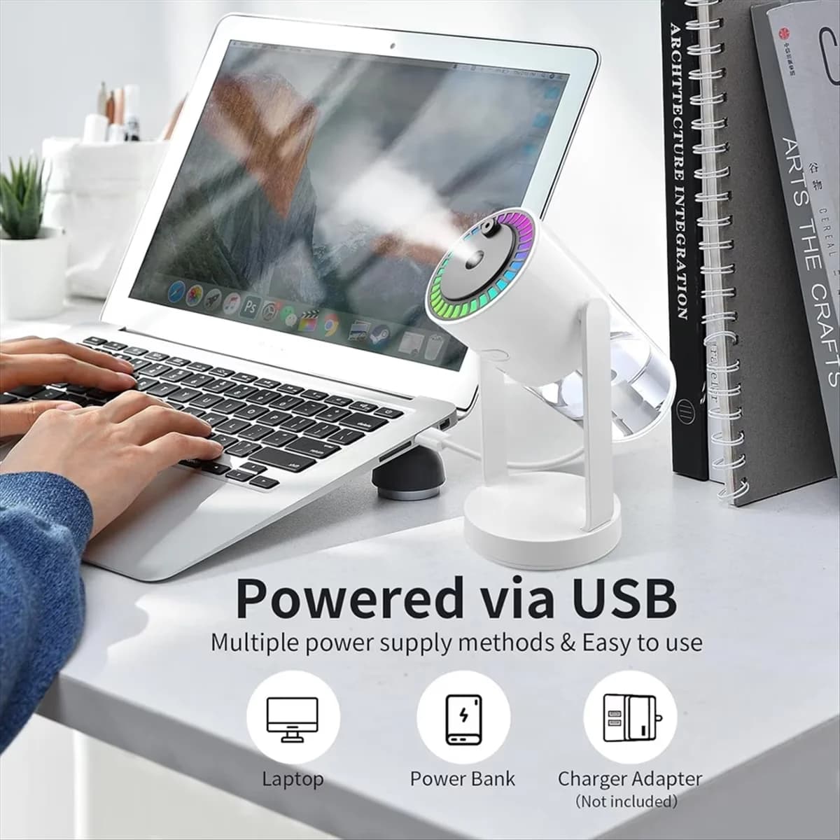 Humidifier Premium with Automatic Shut-Off, Starry Sky Projection, USB Personal Desktop - White Model 3CB39C