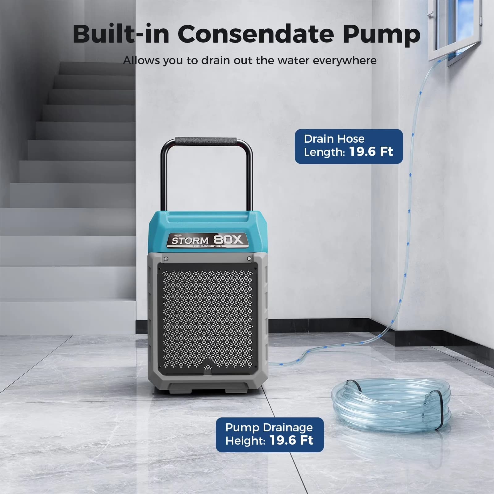 Premium Dehumidifier with Adjustable Humidistat, Energy Efficient - Blue for Garage Model 85DA45