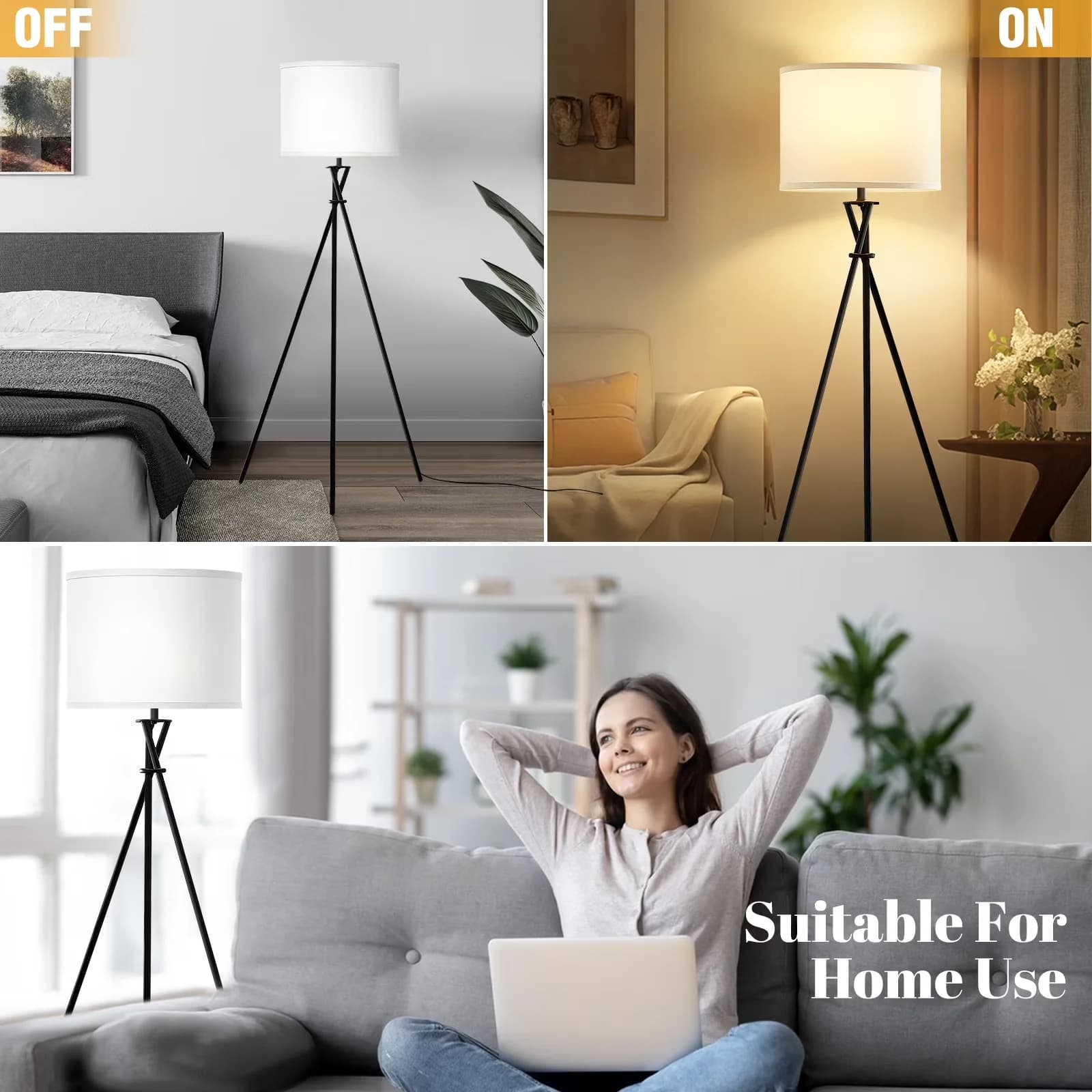 Floor Lamp Premium with LED, Dimmable, Modern - Metal White for Living Room Model 2AA0E1