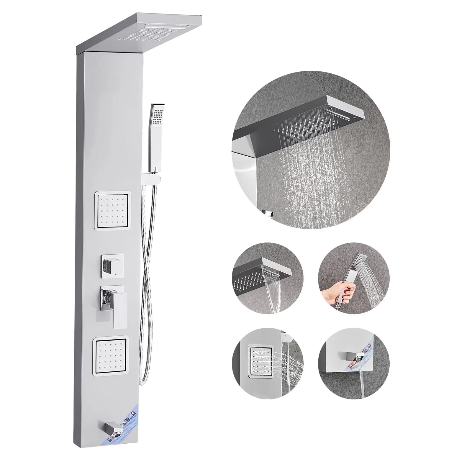 Classic Shower Head with High Pressure, Easy Installation, Easy To Clean - Silver Metal Model ADD9A5