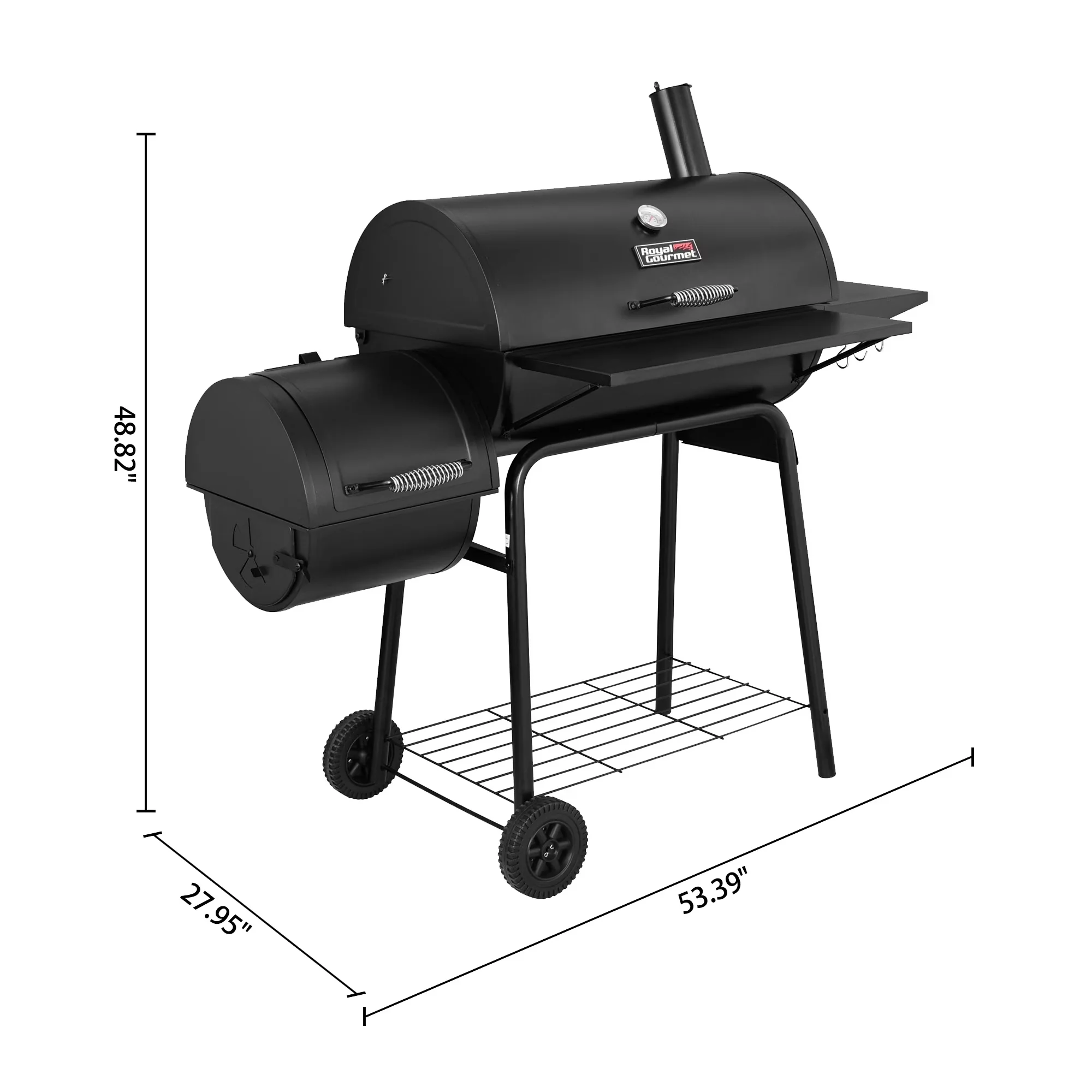 Smoker Versatile with 811 Square Inches Cooking Area in Total, Cover Included - Black Porcelain Model C0E86F