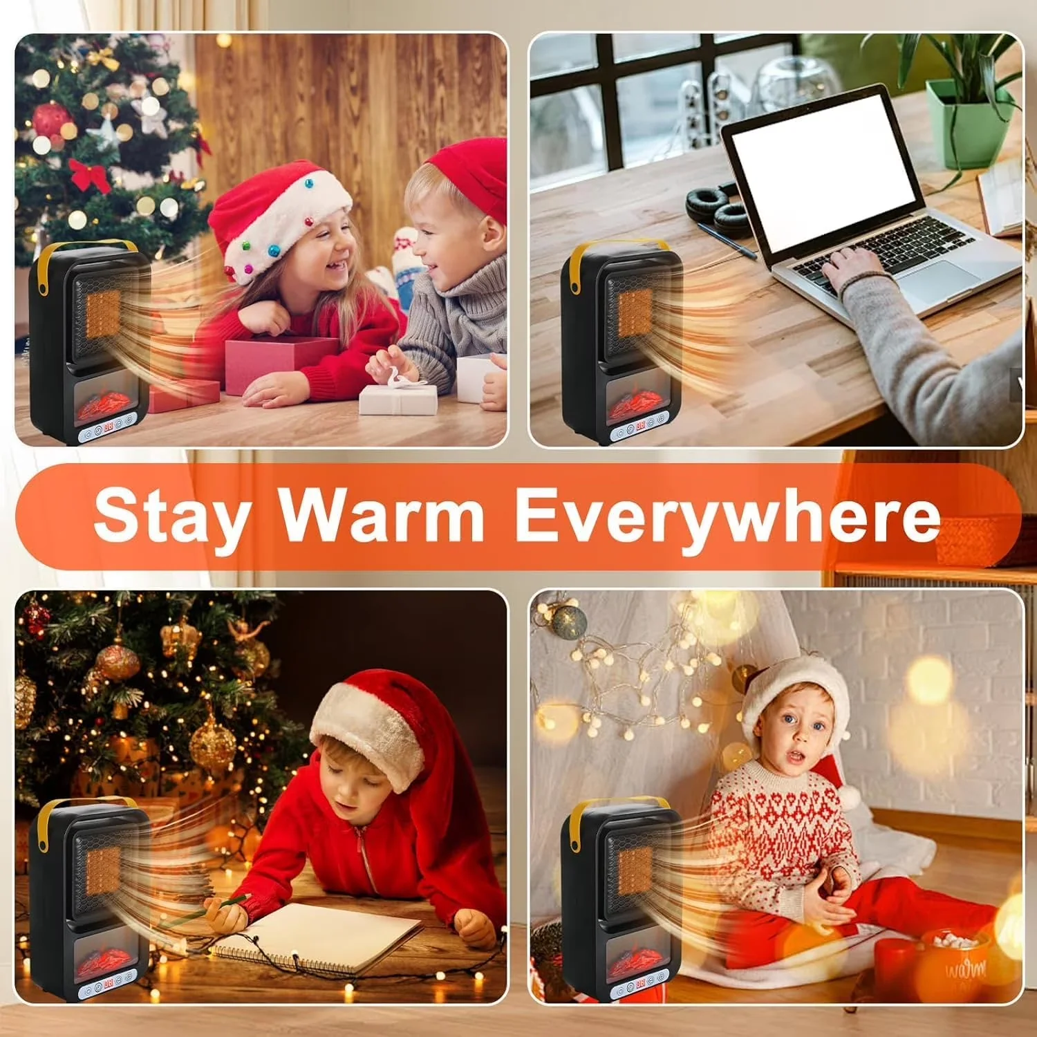 Professional Portable And Electric Space Heater with LED, 800W - Black for Indoor Model 4A749E