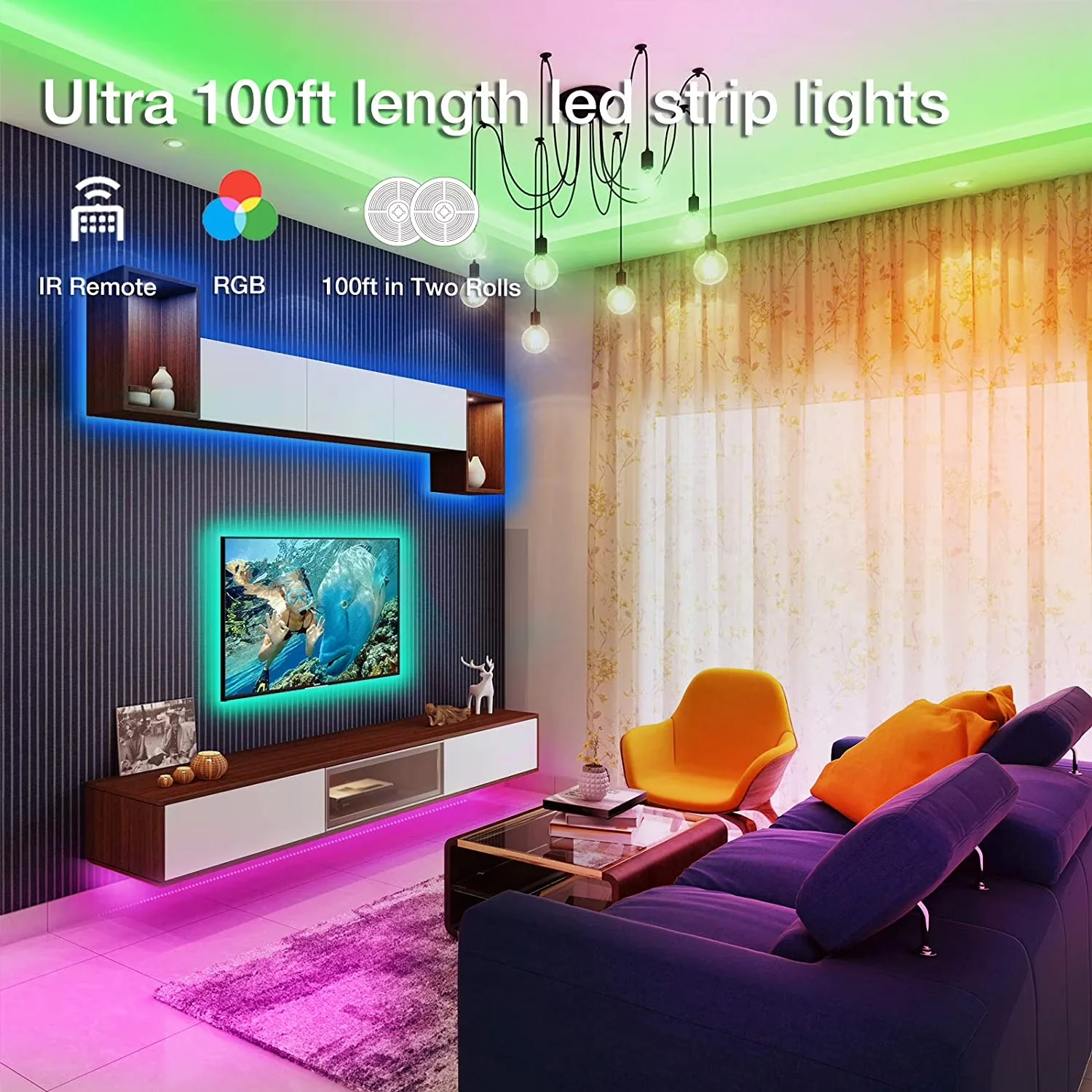 Modern Novelty Light with LED, 12V, Remote Controlled - Multicolor for Bedroom Model AF2848