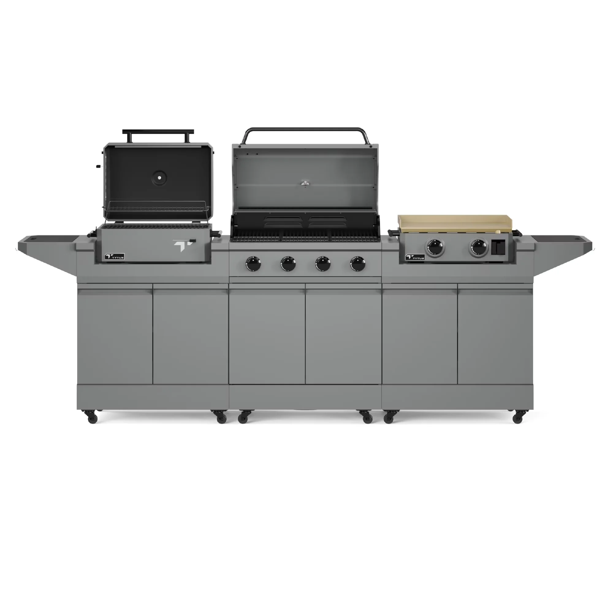 Quality Charcoal Grill with Adjustable Air Vents, Tool Holder - Silver Powder Coated Steel Model 264D27