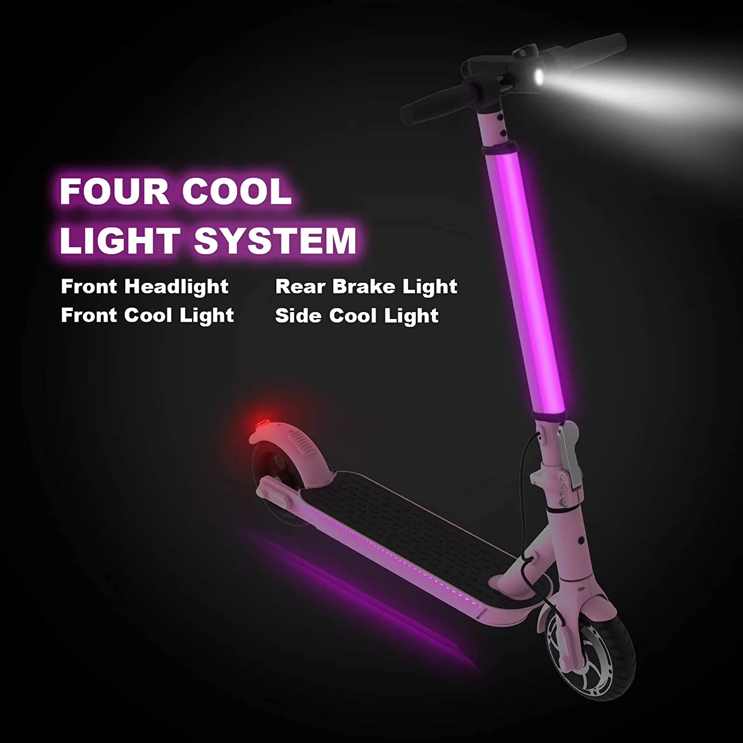 Modern Scooter with Foldable, 6.5in Solid Tires, S2 Lite Electric - Pink Aluminum Model F140C4