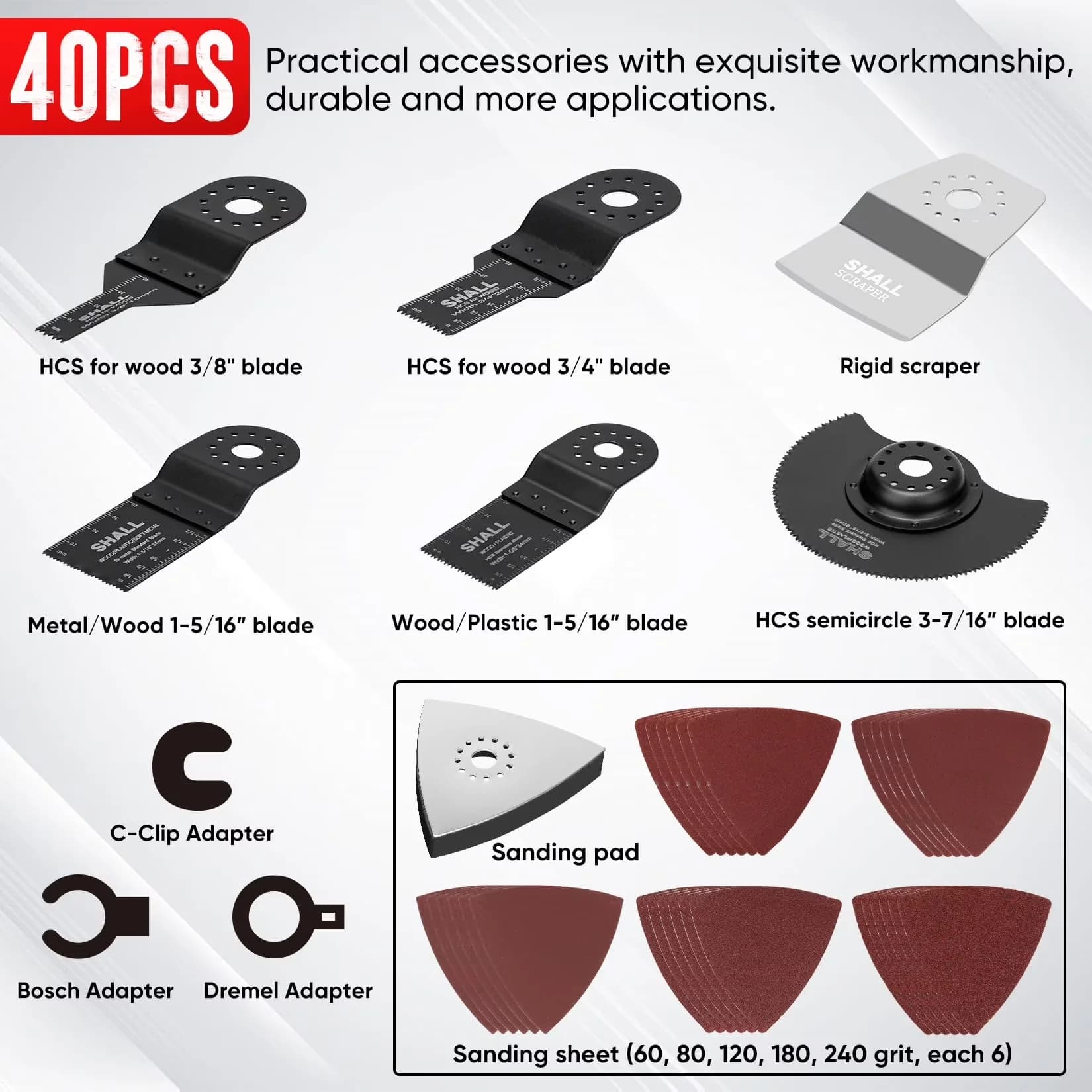 Durable Woodworking with Anti-Slip, Ergonomic Design, Variable Speed - 40Pcs Model 277C00