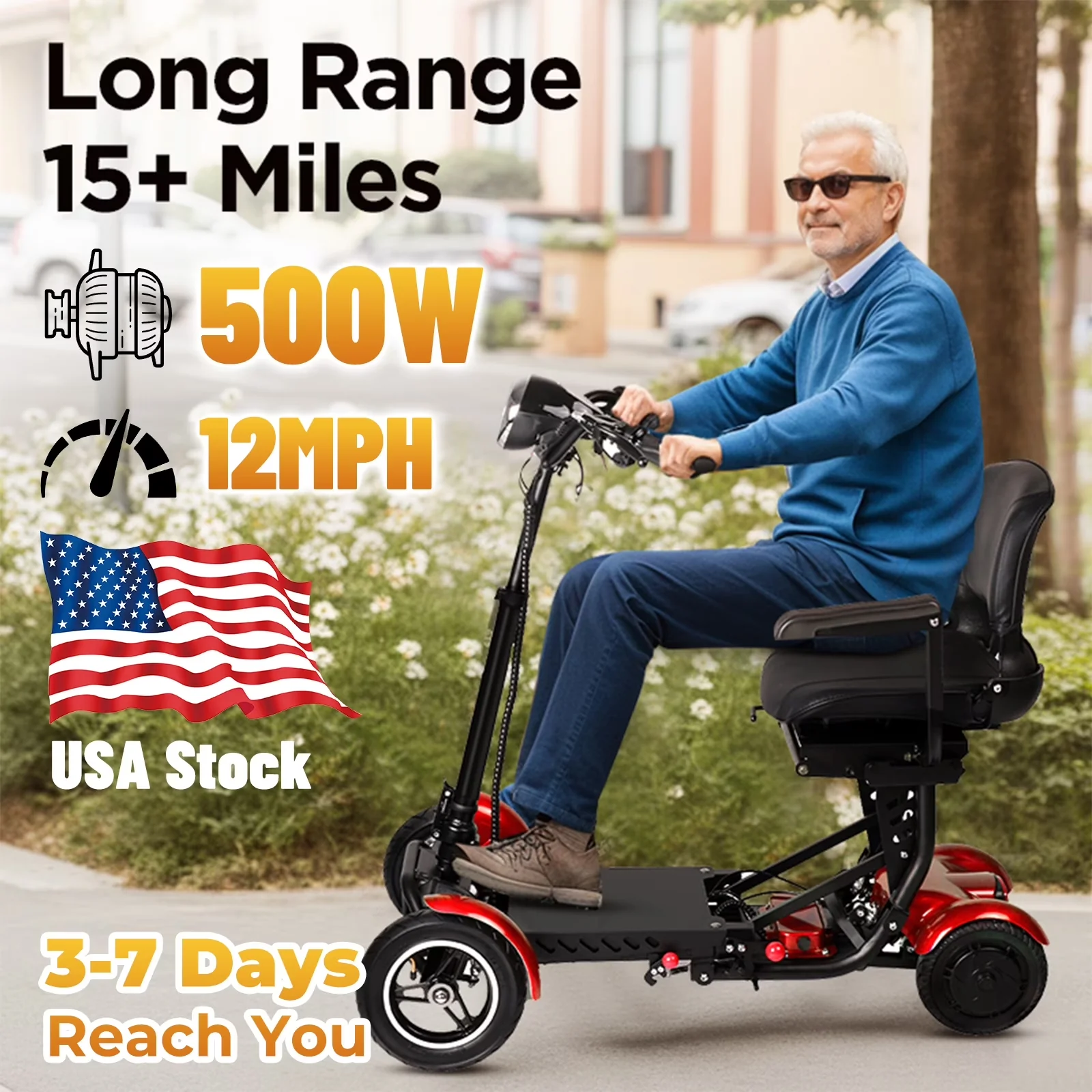 Professional Scooter with 500W, 36V, Integrated Seat - Carbon Steel Red Model 4BF9C8