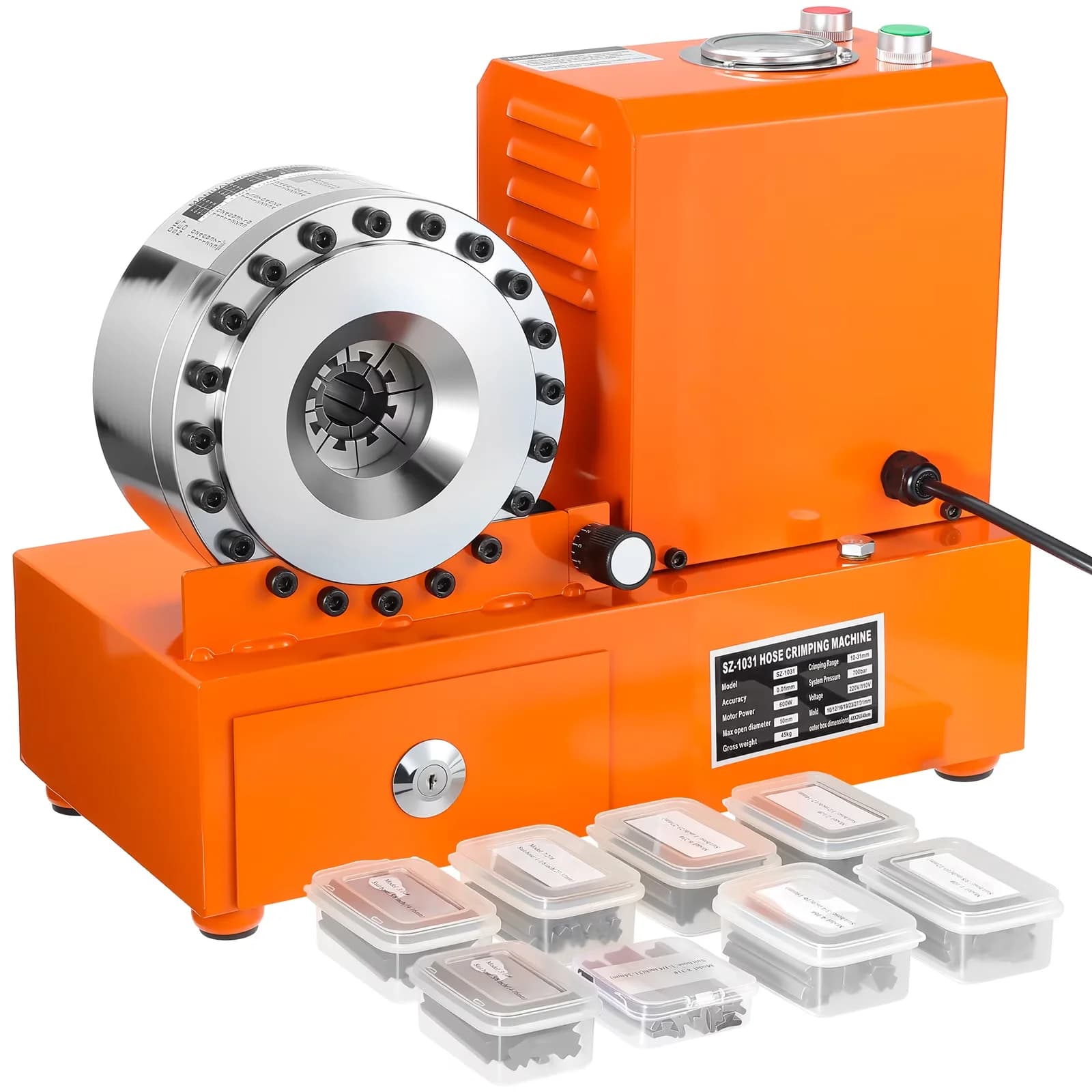 Woodworking Essential with 110V, Easy Set Up, Electric Hydraulic Hose Crimper Tool - Orange Model A9DDEE