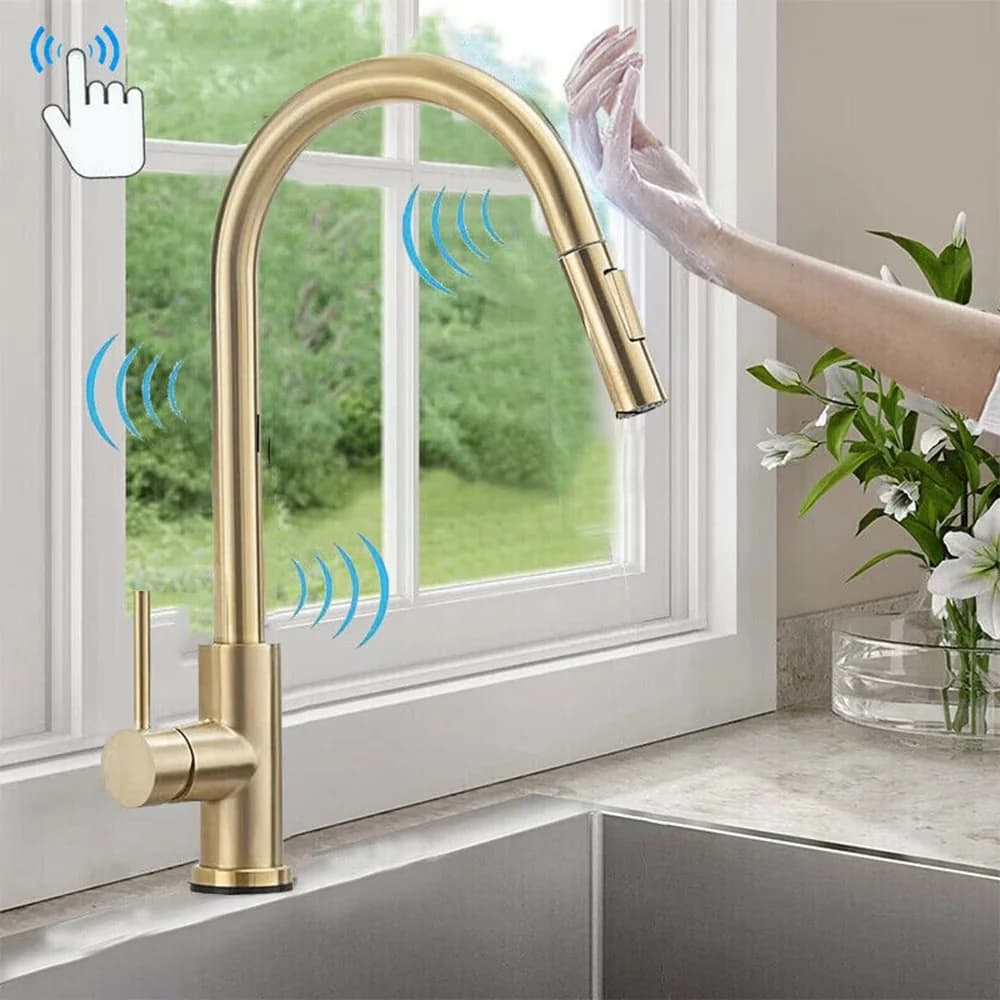 Durable Plumbing with Pull Out Sprayer, High Pressure, 360 Degree Swivel - Brass, Ceramic Gold Model 051384