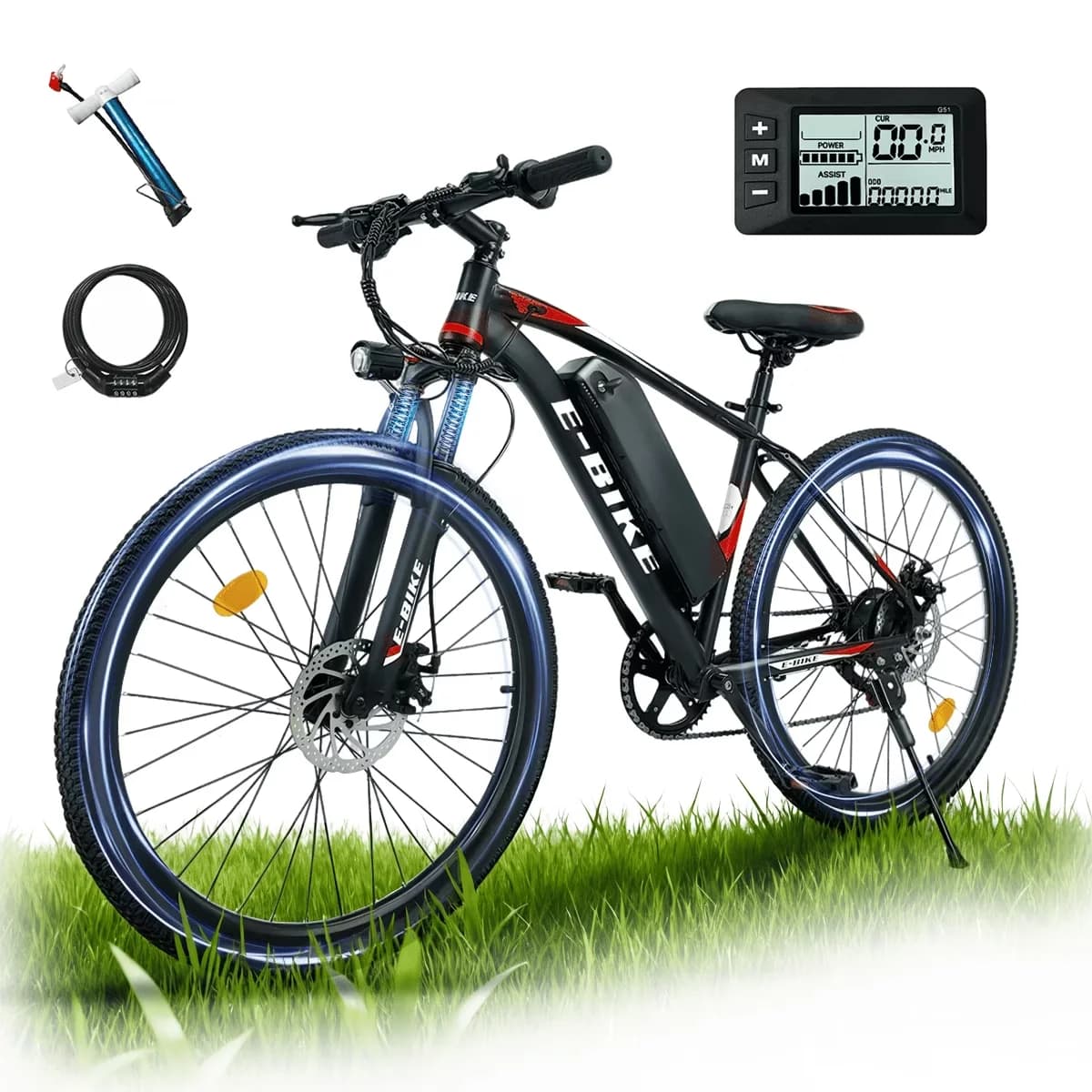 Electric Bike Modern with Battery, 750W - Red - Essential Collection Model 6ECBD3