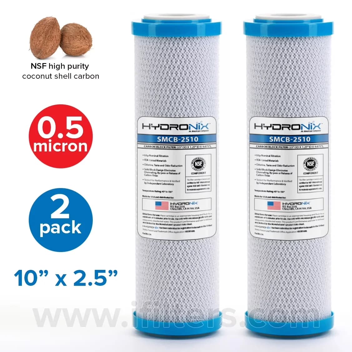 Versatile Water Filtration with Lead, 2 PK, Asbestos - Carbon - Space-Saving Design Model 3004E6