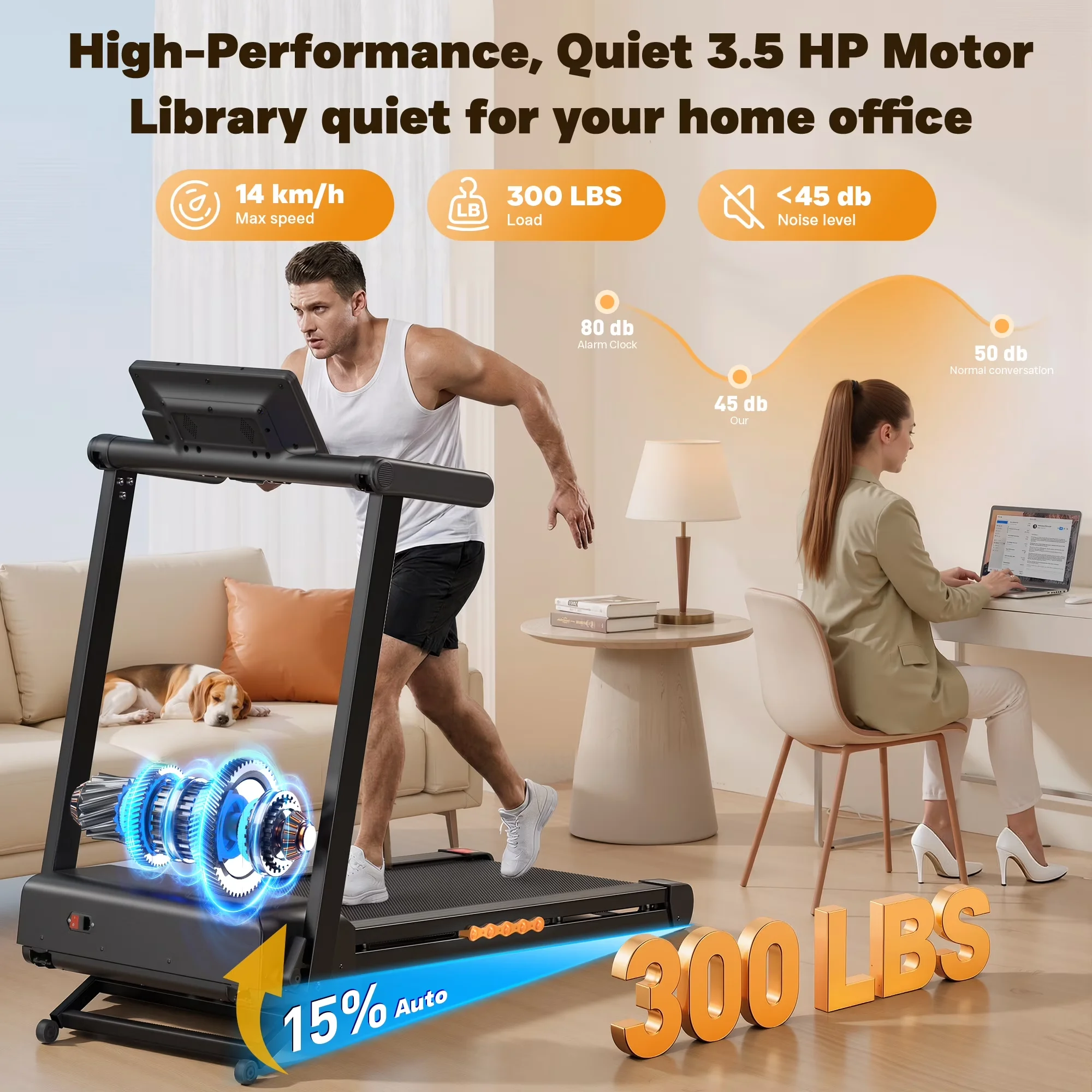 Versatile Home Gym with LED, Heart Rate Monitor - Orange Steel for Home Model CCC84A