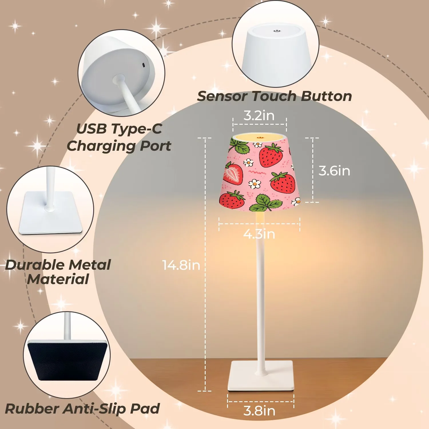 Compact Lamp Set with LED, Art Deco - Metal Multicolor for Living Room Model 78507A