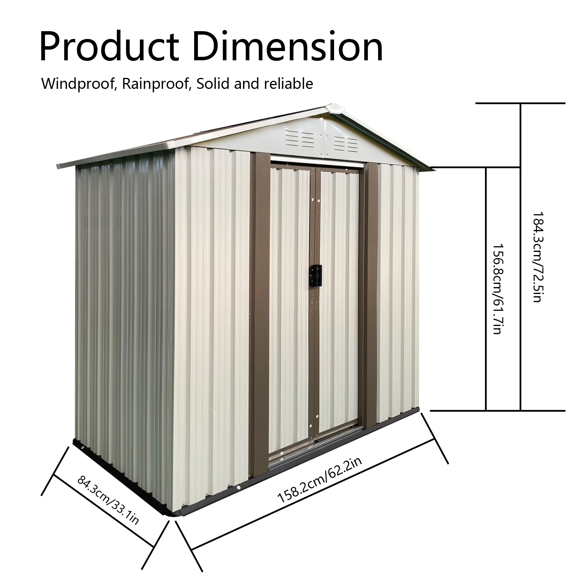 Premium Shed with Uv Resistant, Waterproof, Plastic Sheds, - Aluminium Alloy White Model 9BE486