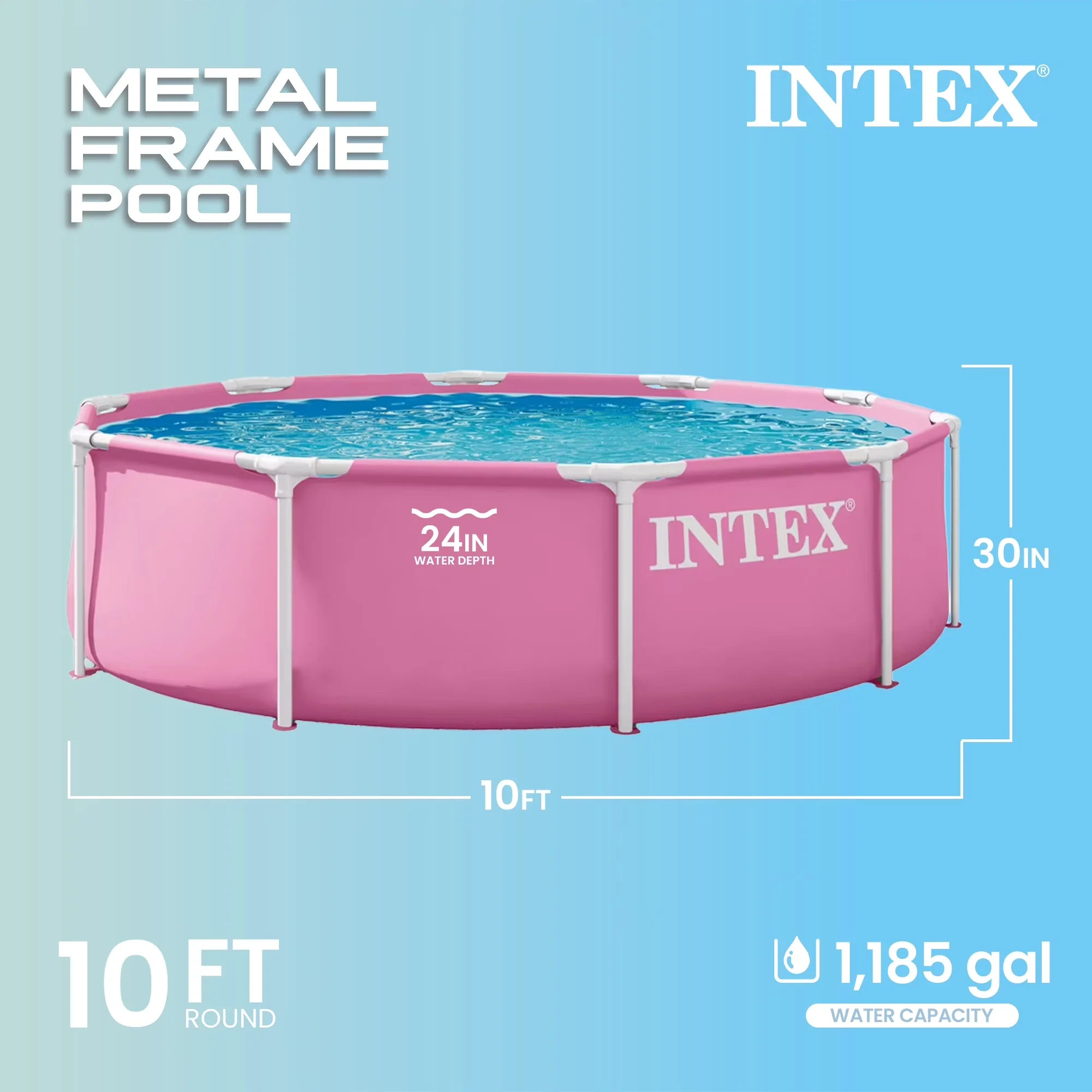 Essential Above Ground Pool with Puncture Resistant, Only, 10' x 30" Metal Frame Round Swimming - Model 28F1E1
