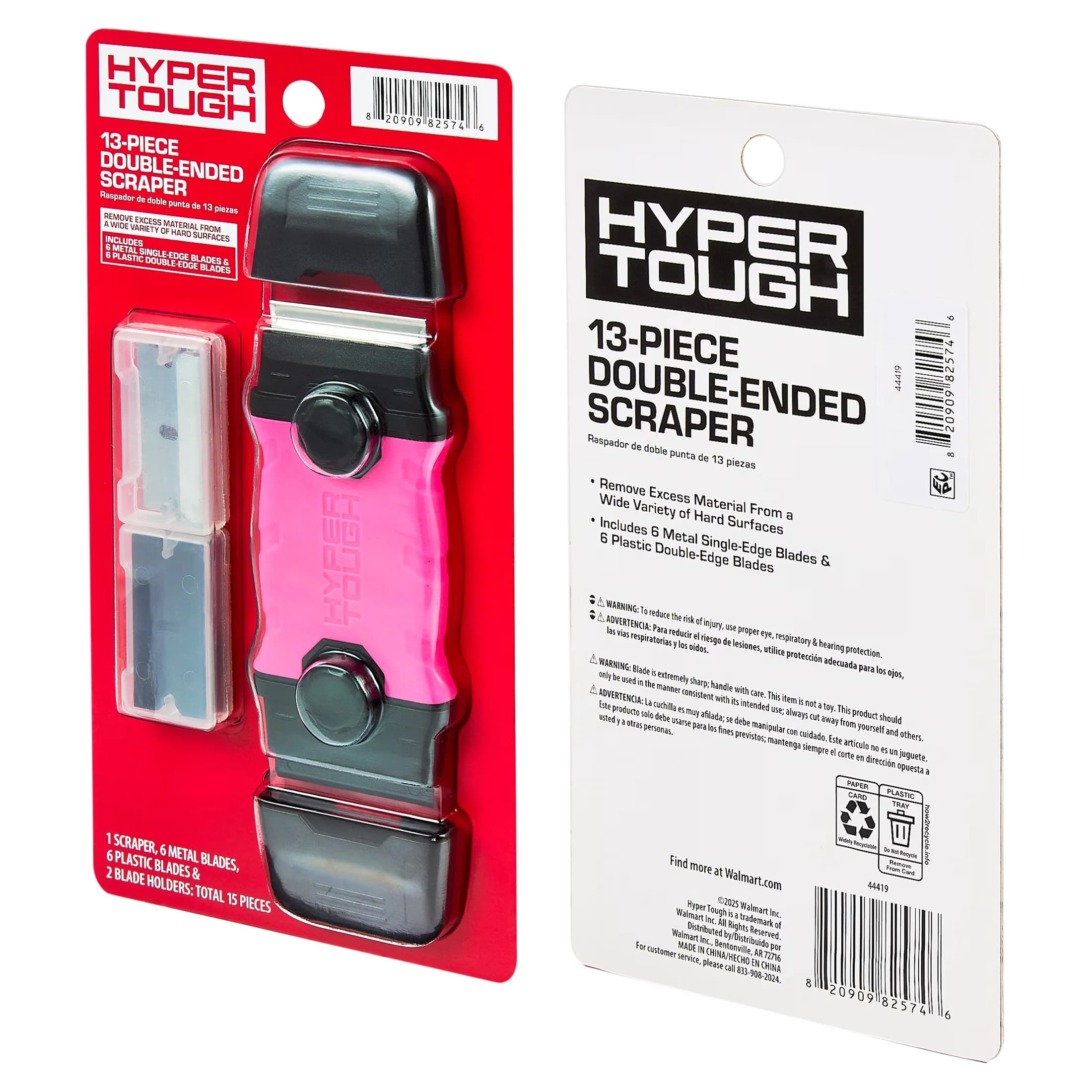 Hand Tool Reliable with Adjustable, Soft Grip Handle, 13-Piece Double Ended Scraper - Pink Model EC53BA