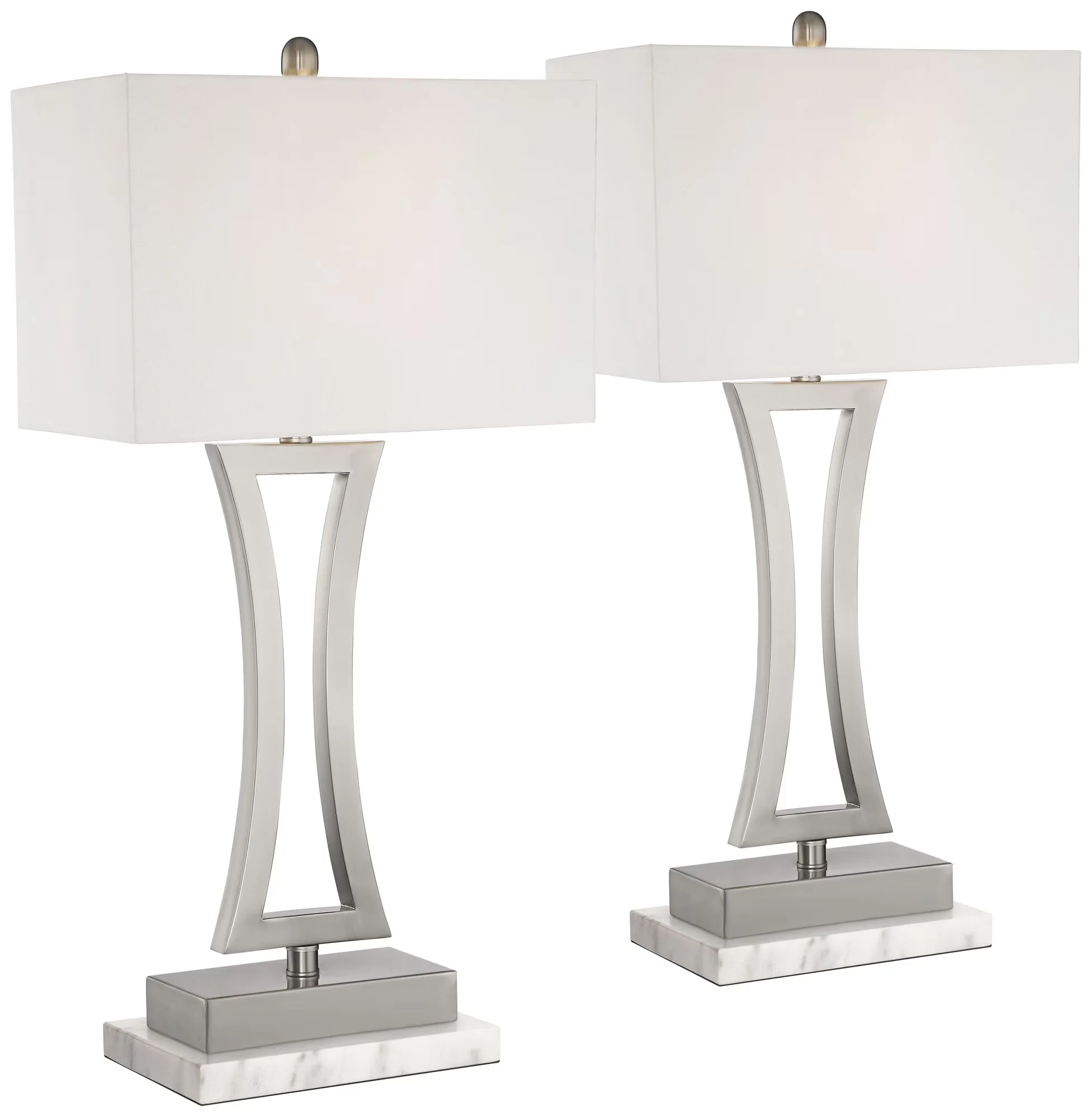 Lamp Set Versatile with Incandescent, Contemporary, Roxie Modern Table Lamps of 2 - Metal Silver for Living Room, Bedroom Model CE58F7