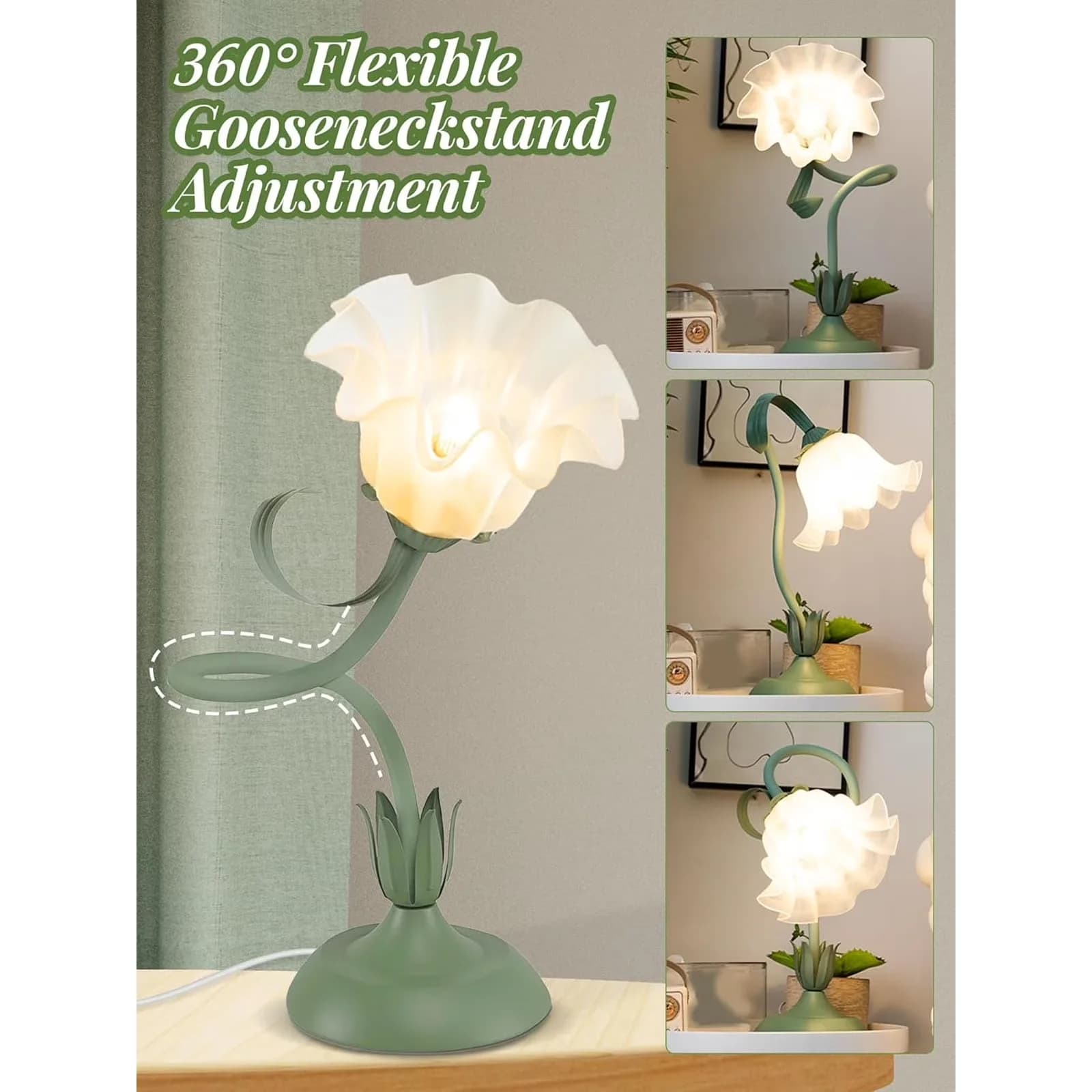 Versatile Lamp with LED, Bedside Lamps, Eco Friendly - Iron Green for Living Room, Bedroom Model 719247