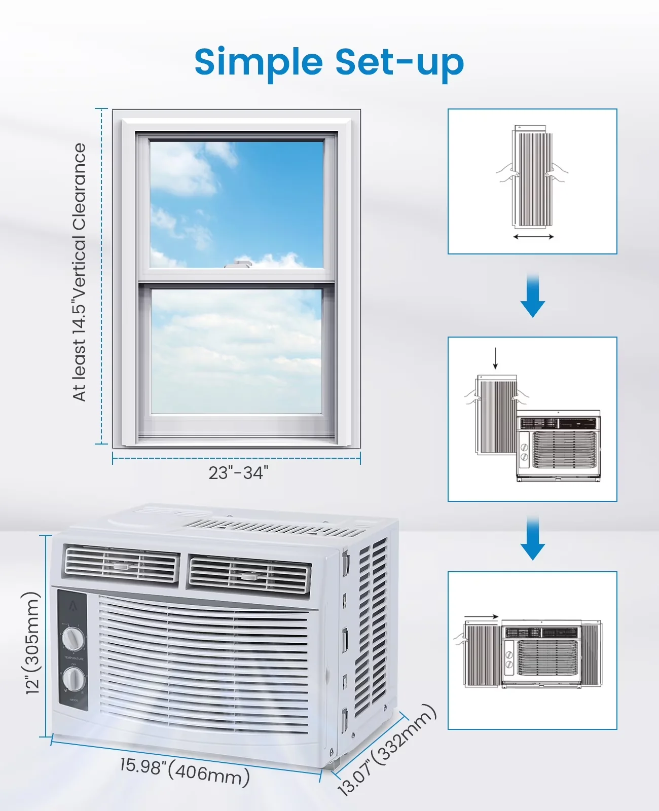 Stylish Air Conditioner with 5000 BTU, Energy Efficient, 5000 BTU Window - Whtie Model 8A3865