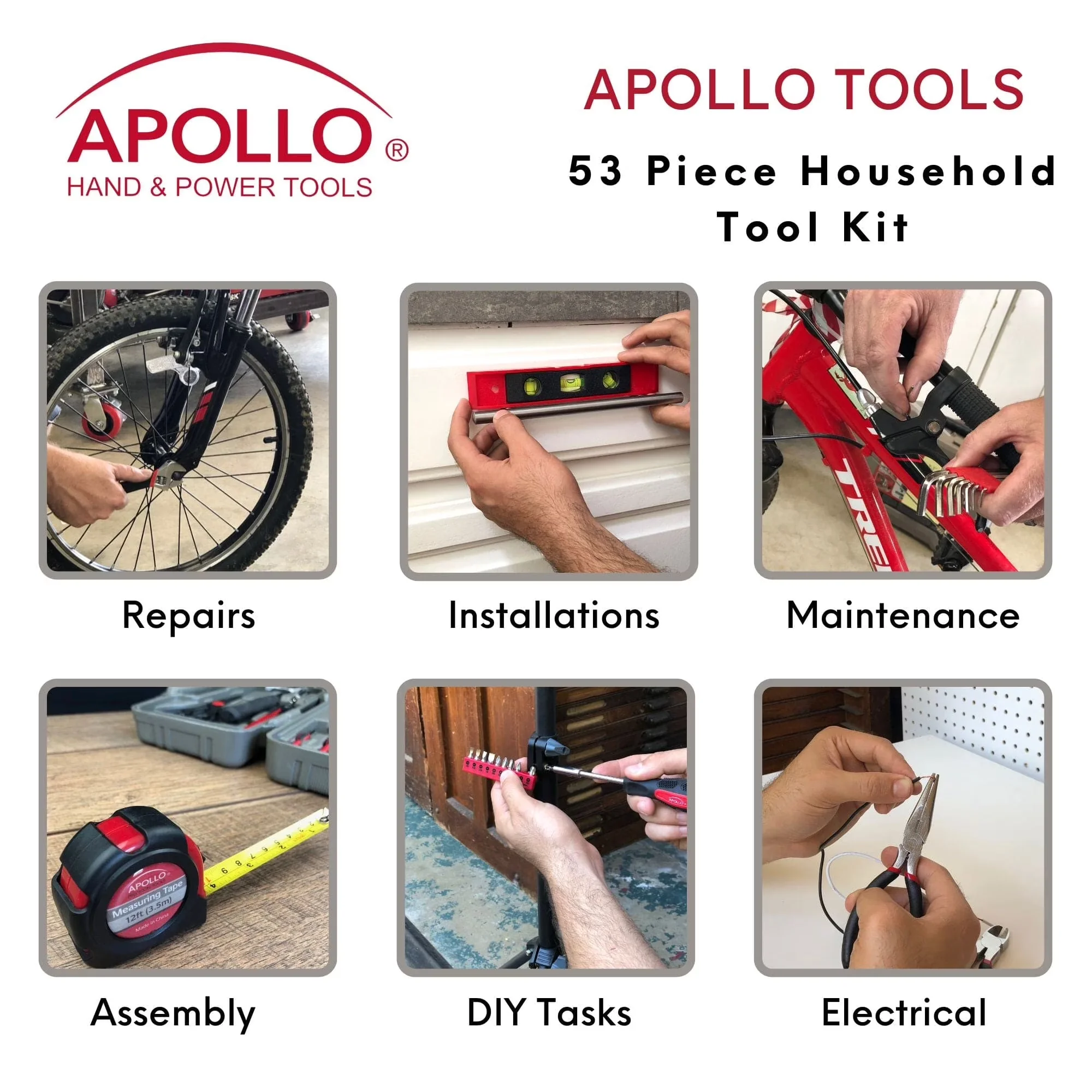 Versatile Hand Tool Set with Adjustable, 53 Piece Household Kit - Multicolor Model BCFC0B