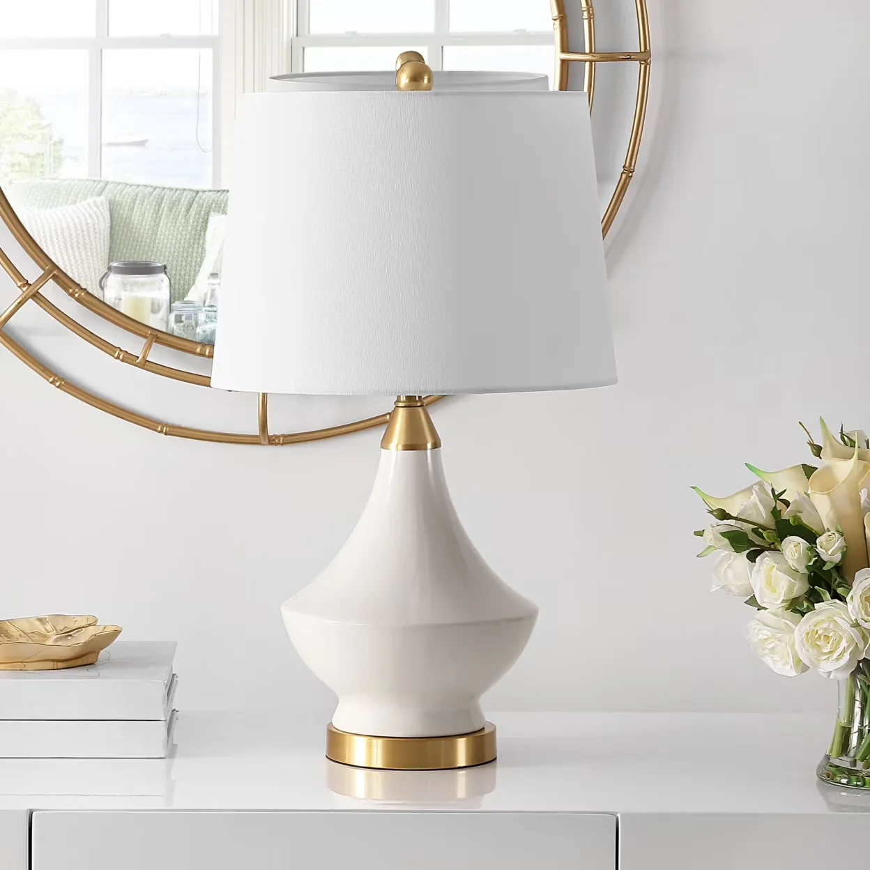 Modern Lamp with LED, Adjustable Height, Smart Compatible - Ceramic White Model 7C31D5