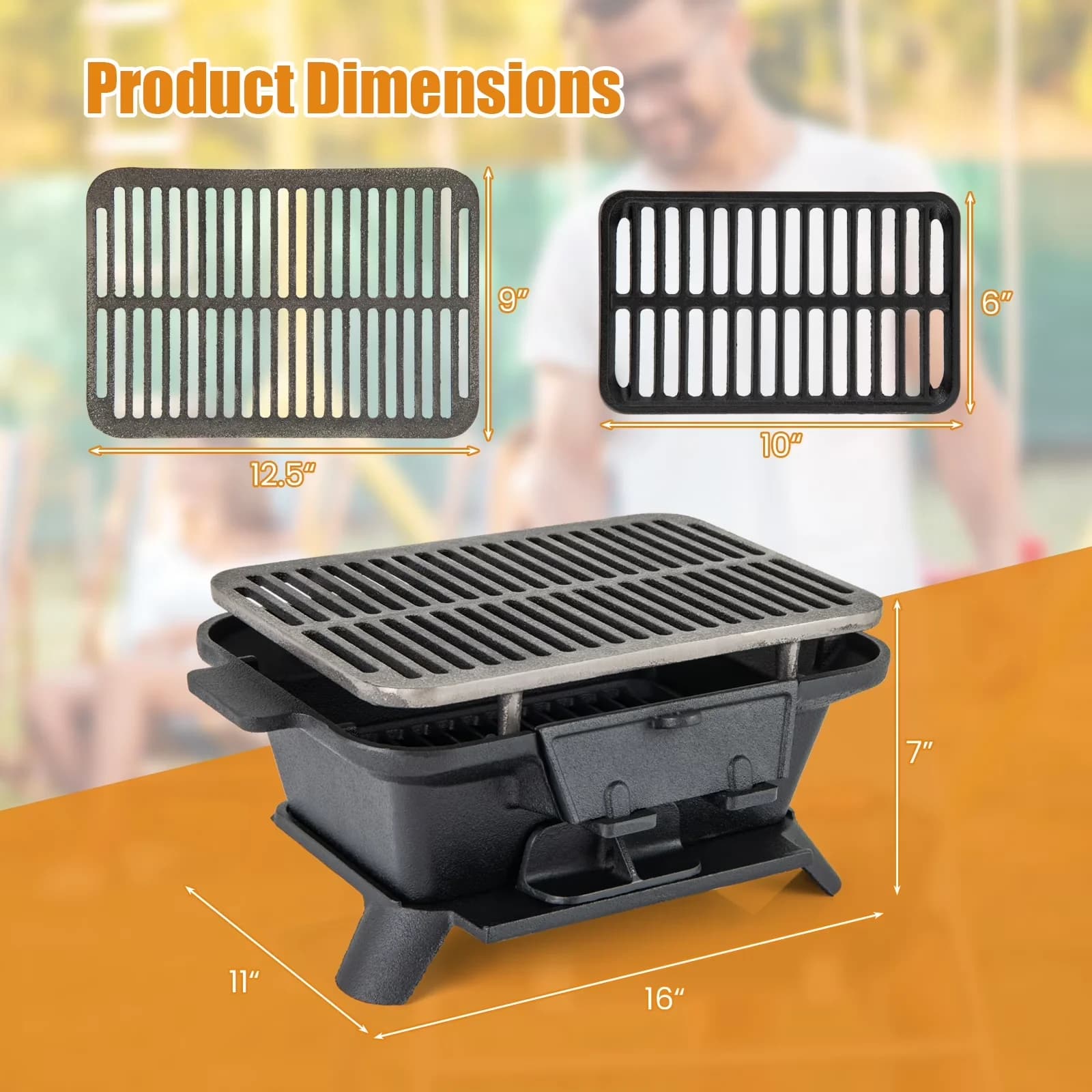 Flat Top Grill Versatile with Portable, Double-sided Grilling Net - Iron Black for Camping Model C6E1A8