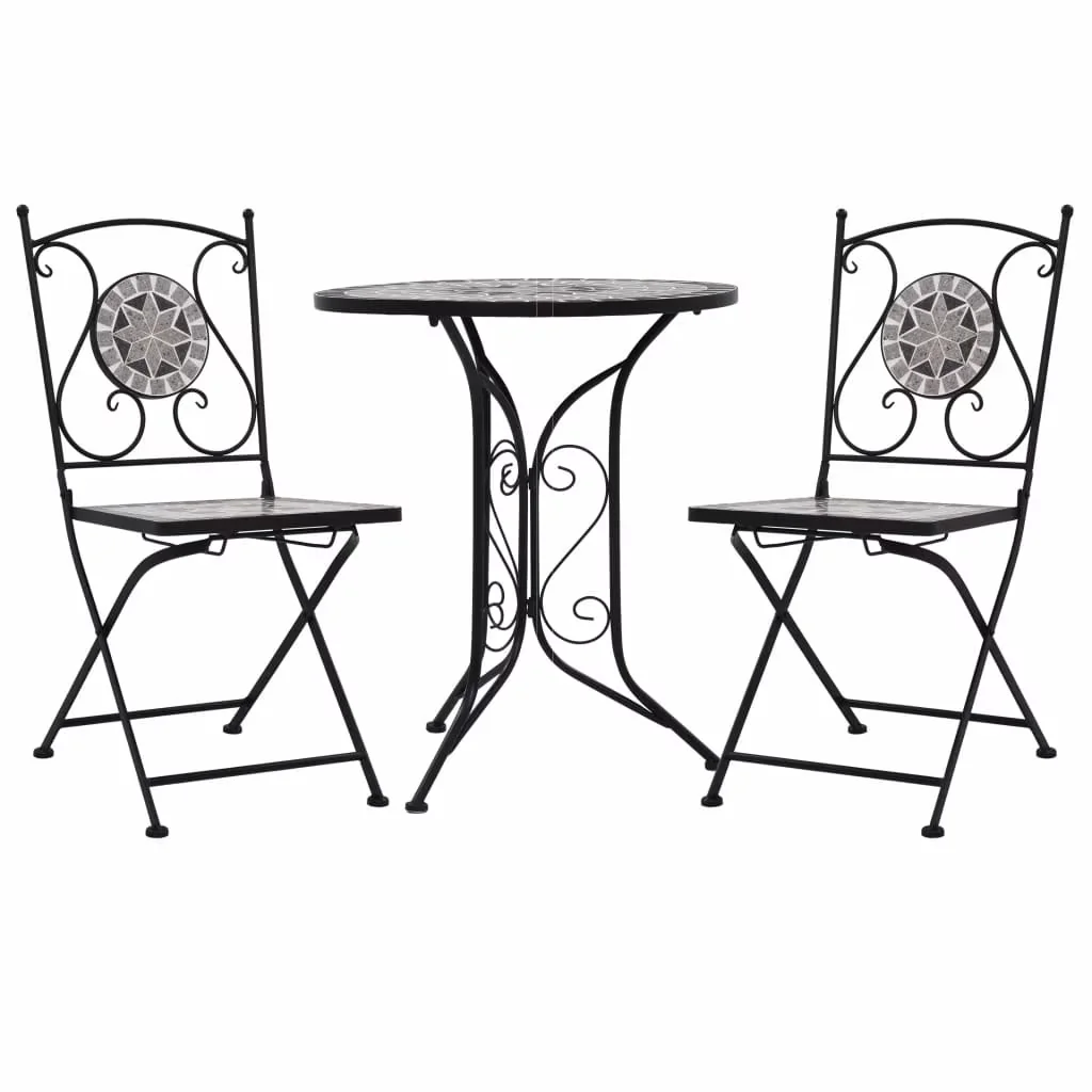 Professional Patio Dining Set with Seat diameter: 15", Delivery includes 1 table and 2 chairs, Color: Terracotta - Powder-Coated Iron... Model 230FBE