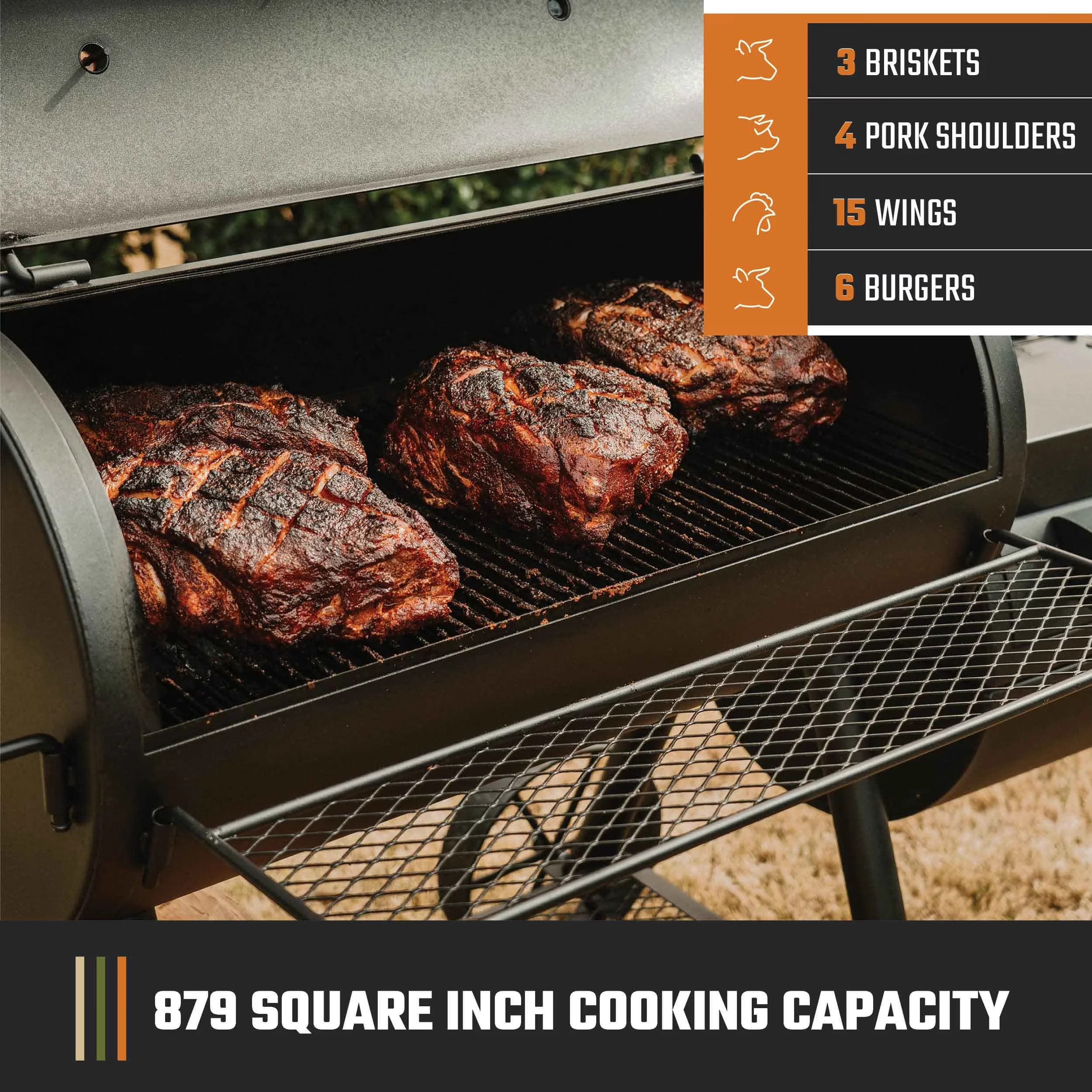 Sleek Smoker with Storage Rack, Rust Resistant - Heavy Duty Steel Highland Model 62EA26