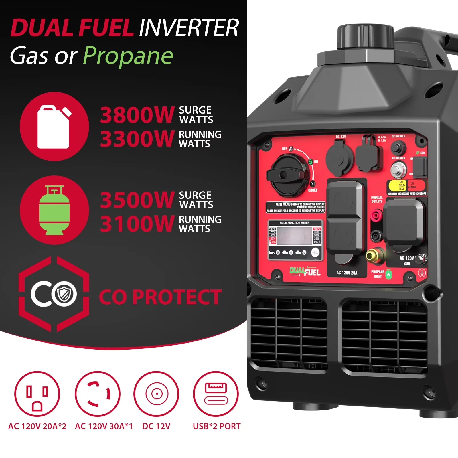 Sleek Generator with 3300W, Automatic Voltage Regulation, CO Protect() - Model FD2582