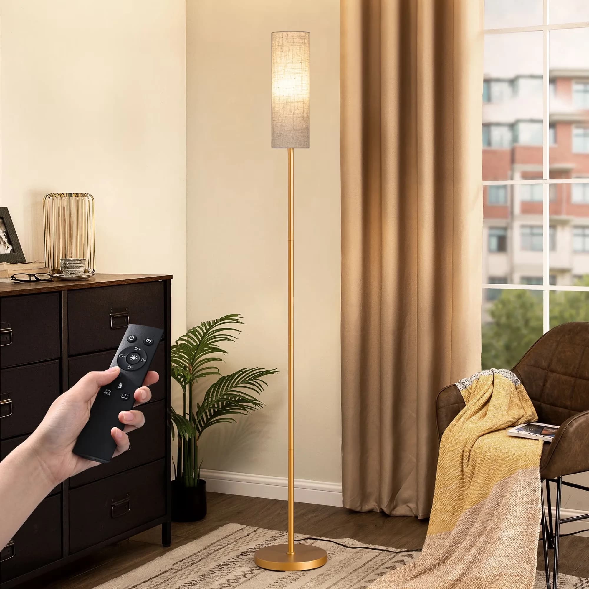 Versatile Floor Lamp with LED, Dimmable, 65in Gold Lamps - Gold Metal for Living Room Model 5700F9