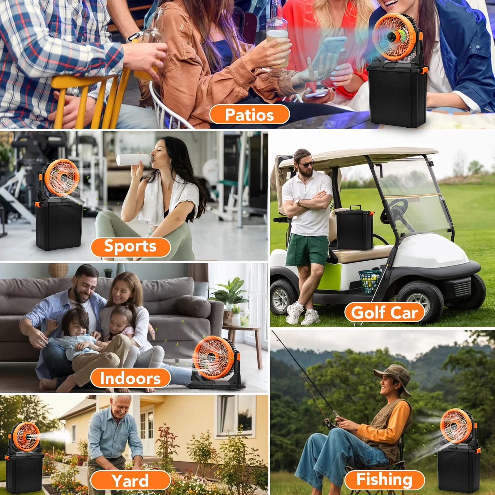 Fans In Cooling Durable with Battery, Remote Controlled - Abs Orange for Camping Model 8D5155