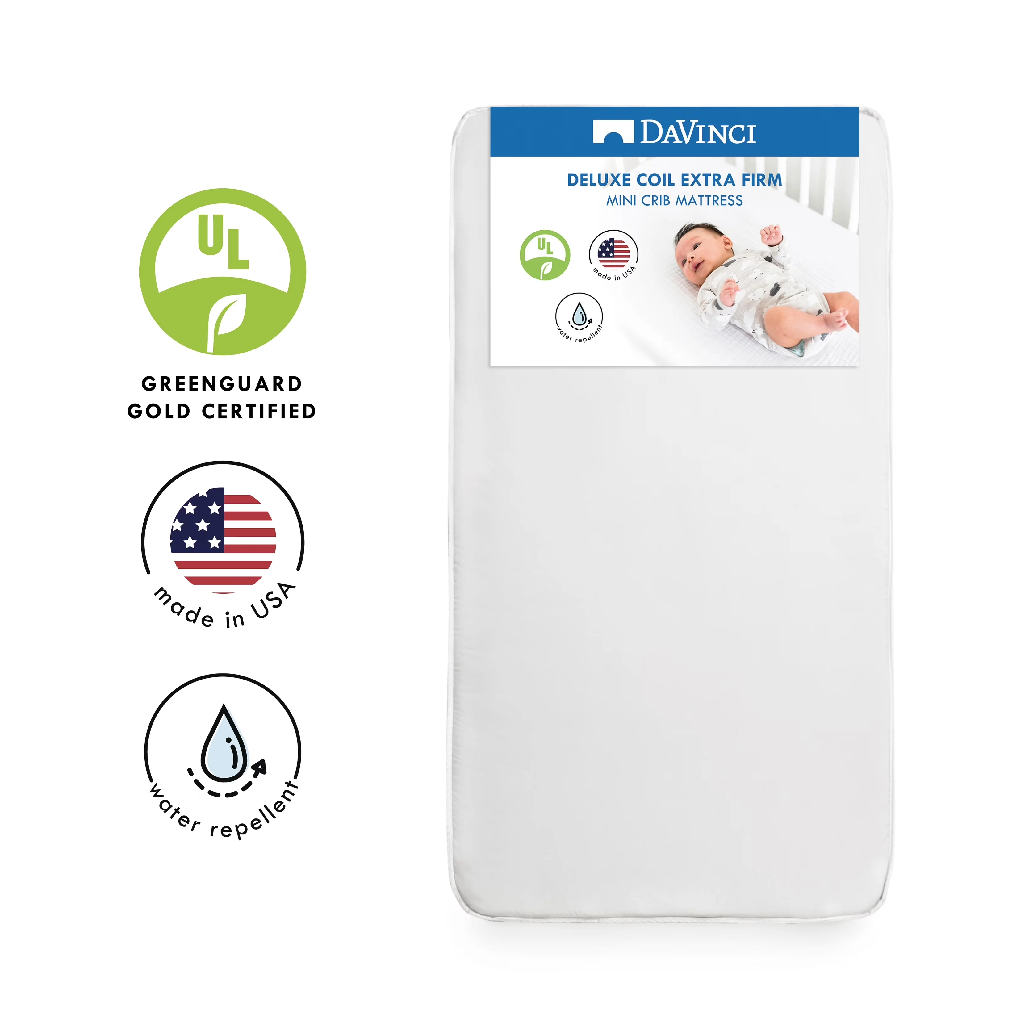 Reliable Mattresses Accessory with Hypoallergenic, Fits all standard size mini cribs - Medical-Grade Nylon, Polyester Fiber Fill,... Model A462D4
