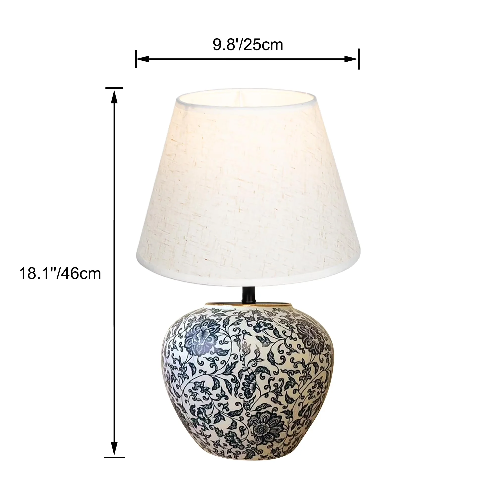 Professional Lamp with LED, Battery, Dimmable - Ceramic, Iron, Fabric White Model AD3C66