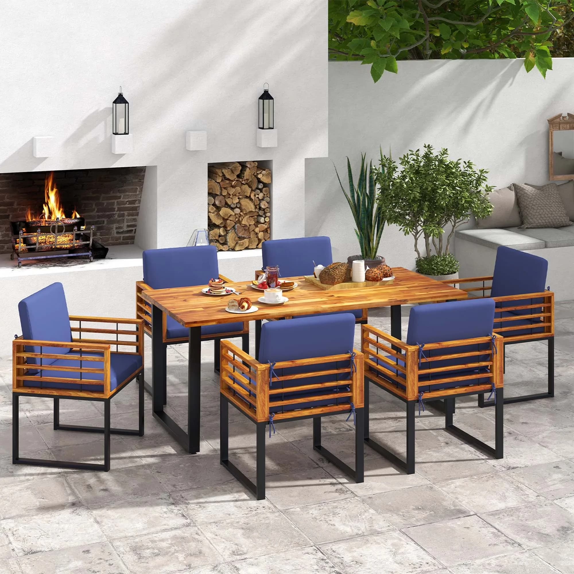 Premium Patio Dining Set - 7pcs for Multiple Applications Model 8FDF30