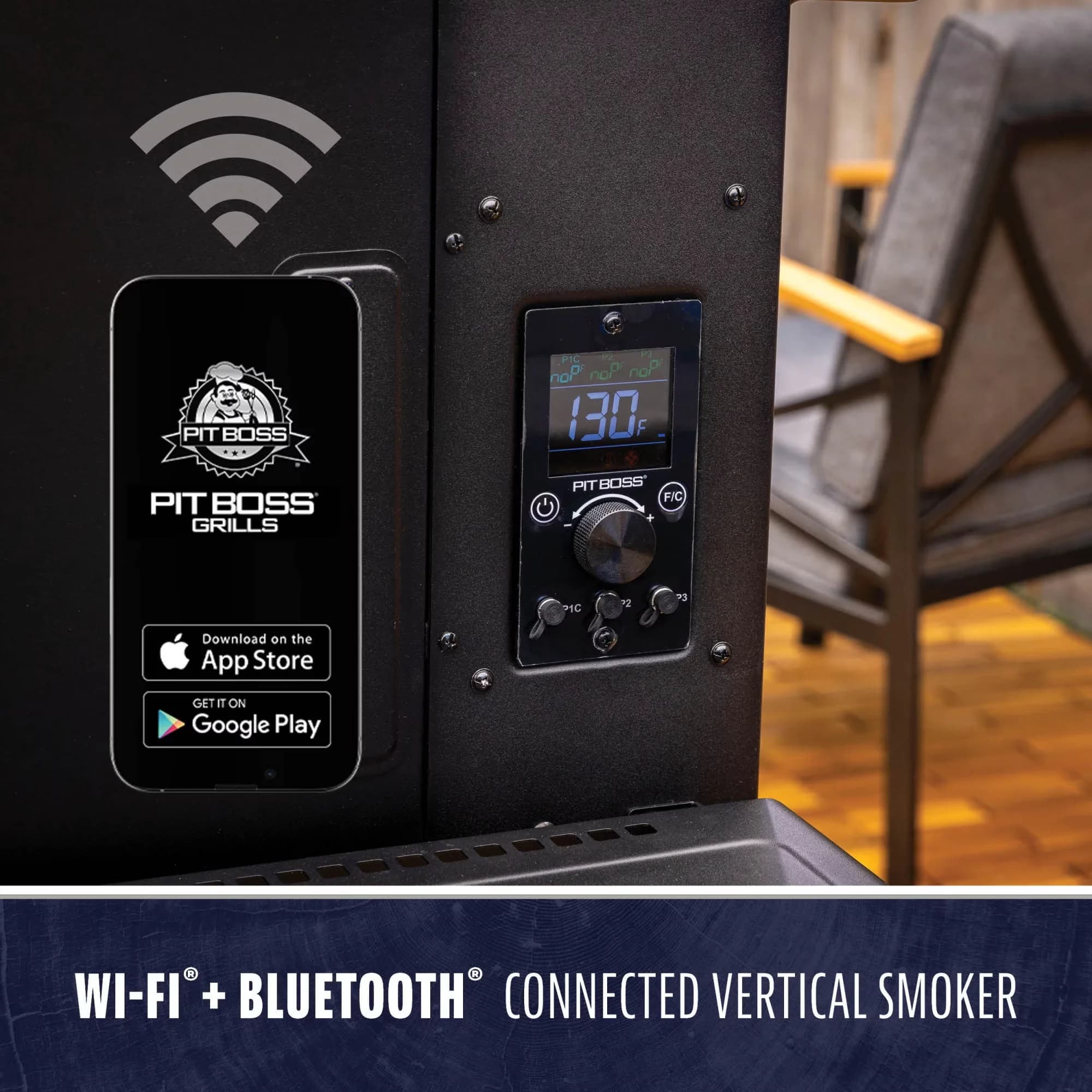 Durable Smoker with Bluetooth Enabled, Heat Thermometer - Multicolor Heavy Duty Steel Model B54ACB