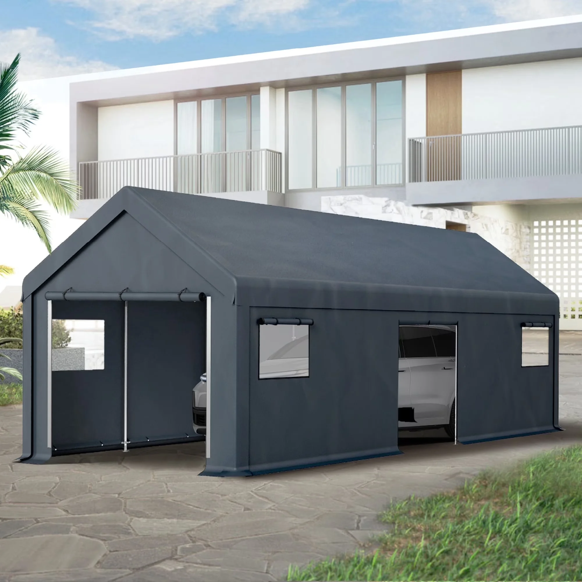 Versatile Shed with Stain Resistant, Adjustable Tilt, Heavy Duty - Gray Model C2C32F
