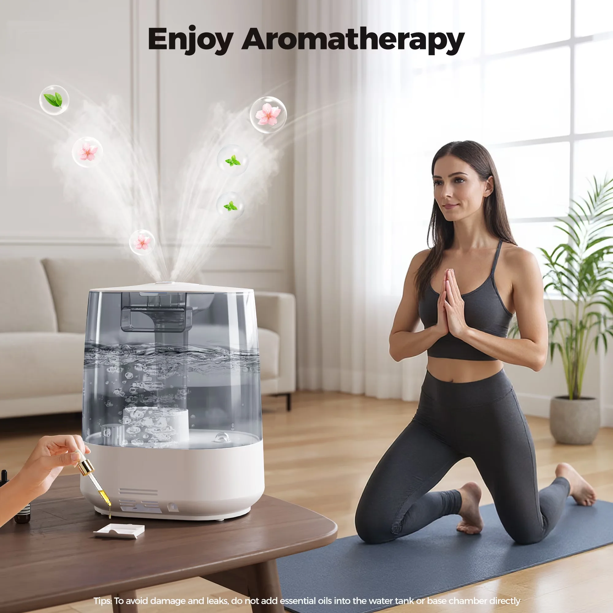Humidifier Compact with Water Level Indicator, Adjustable Humidistat, Automatic Shut-Off - Gray Model 7708C6