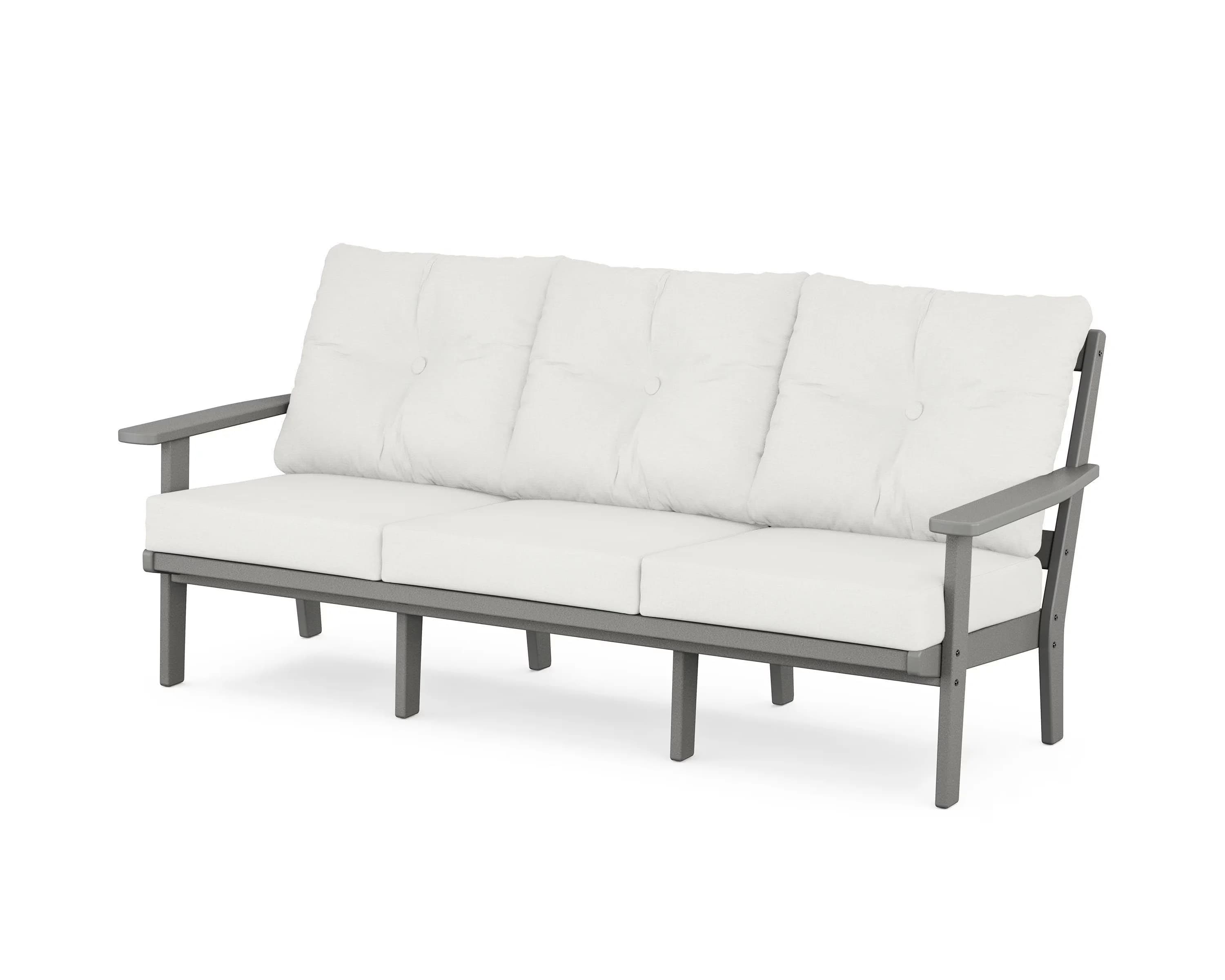 Classic Outdoor Sofas Sectional with Weather-Resistant - Slate Grey / Natural Linen High-Density Polyethylene Model EC2F0F