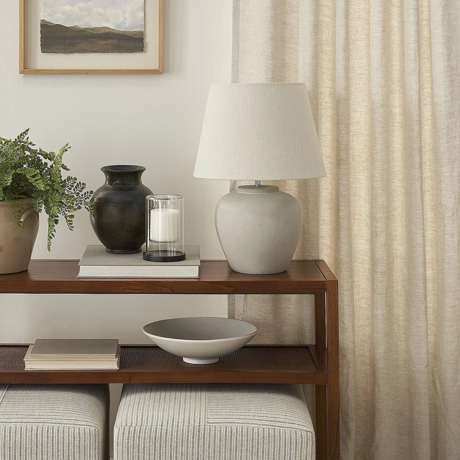 Compact Table Lamp with Incandescent, Transitional, 20" Light Grey Ceramic Pot Transitional - Ceramic Gray Model 0E5BEA