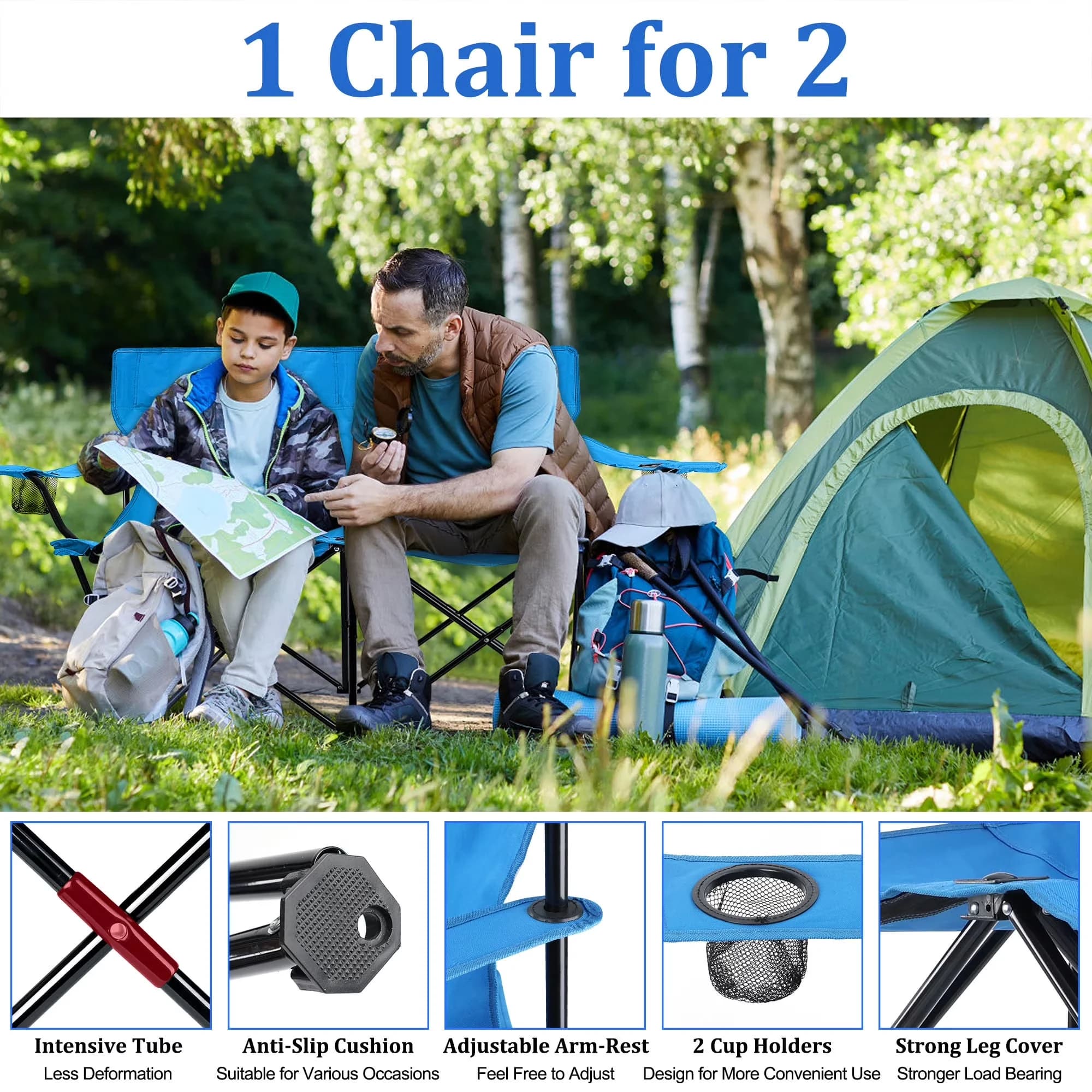 Compact Beach Chair with Foldable, Collapsible - Blue Aluminium Alloy for Large, Outdoor Model E9E591