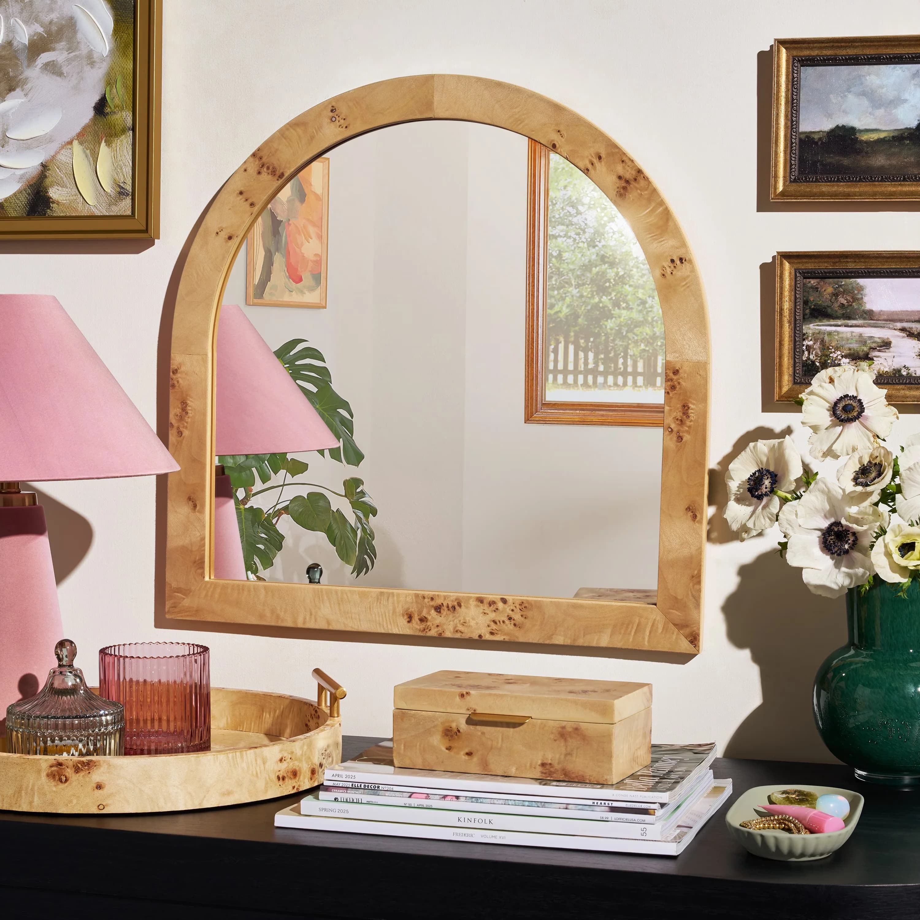 Bathroom Renovation Quality with Farmhouse, 22" Burlwood Vanity Mirror - Brown, Beige for Bedroom Model 777134