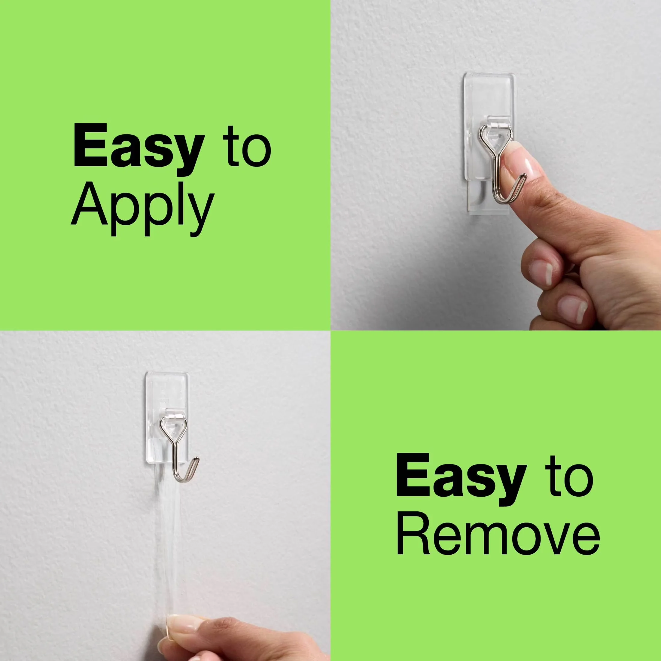 Reliable Damage-Free Hanging with Easy Installation, 6 Hooks and 8 Adhesive Strips - Clear Plastic Model 46B8AE