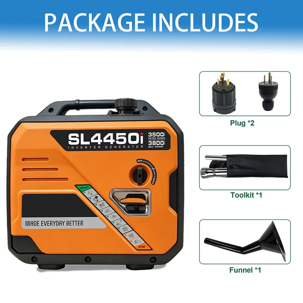 Generator Modern with 3500W, Usb Port, Low Oil Shutdown for Home, Outdoor - Model BE07F9