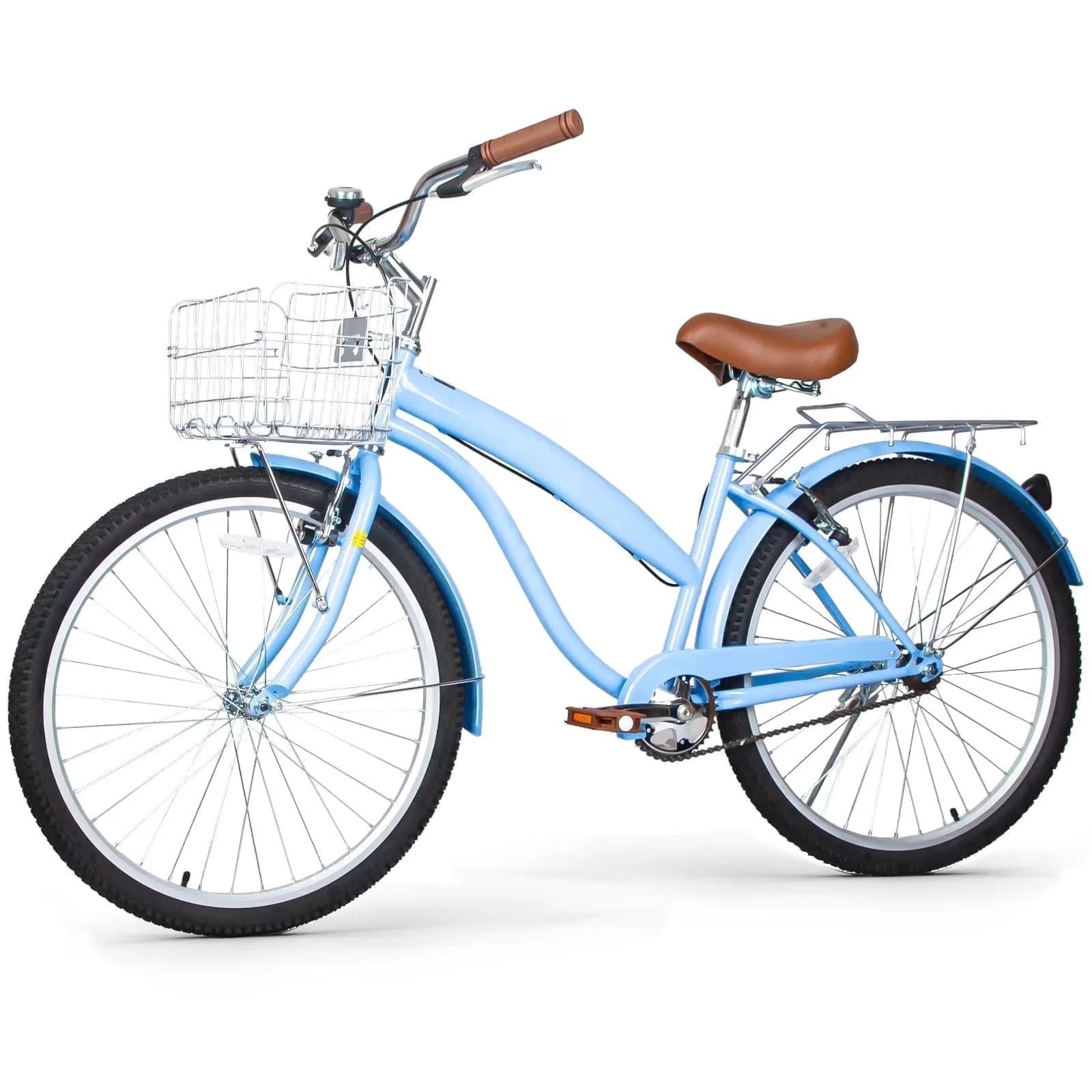 Modern Cruiser Bike with Adjustable Seat, 26 in Beach Bicycle - Blue 60-72 Model 201FFF