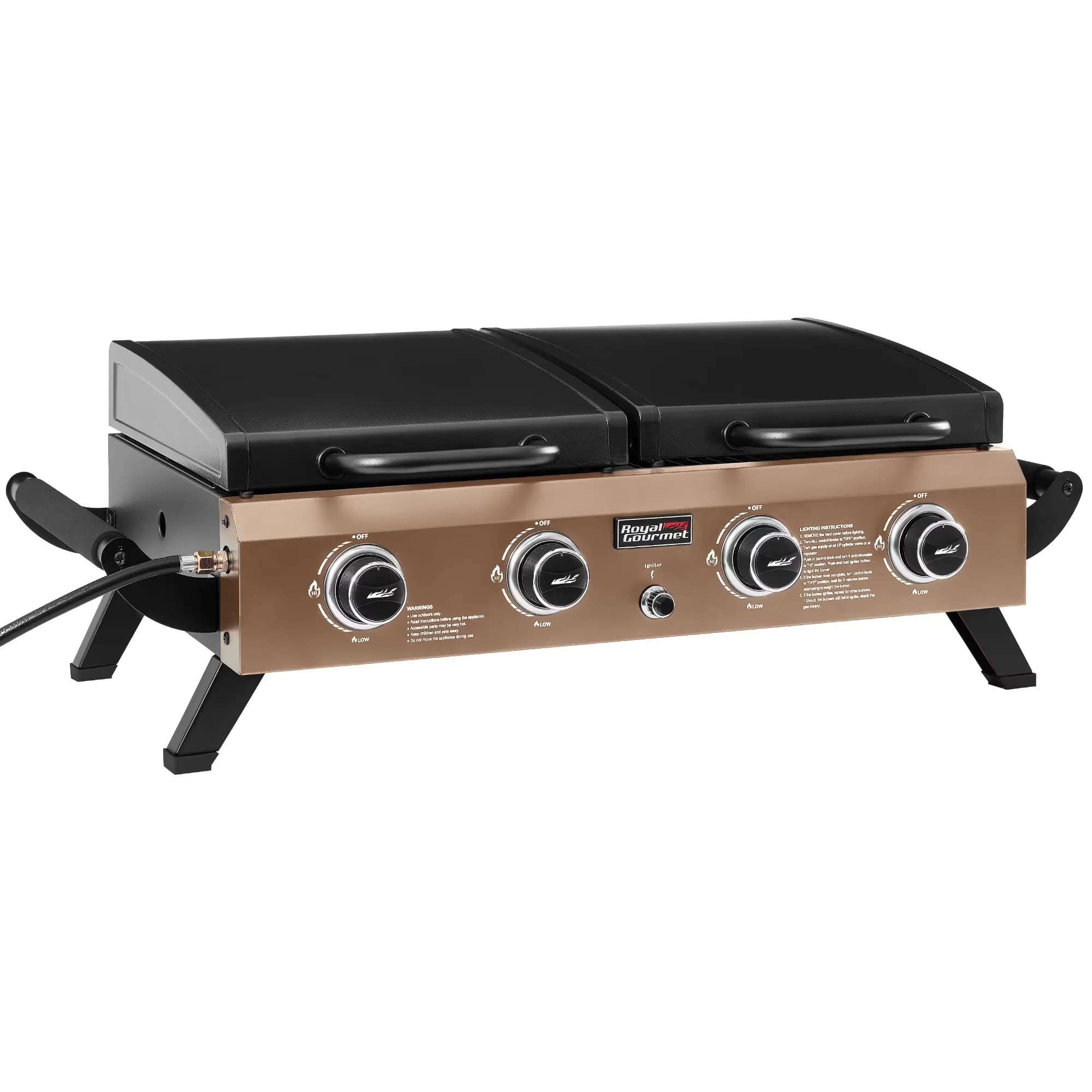 Versatile Flat Top Grill with 40000 BTU, Portable, Portable Tabletop & Griddle Combo - Steel (Main Body); Ceramic-Coated Steel... Model C889F6
