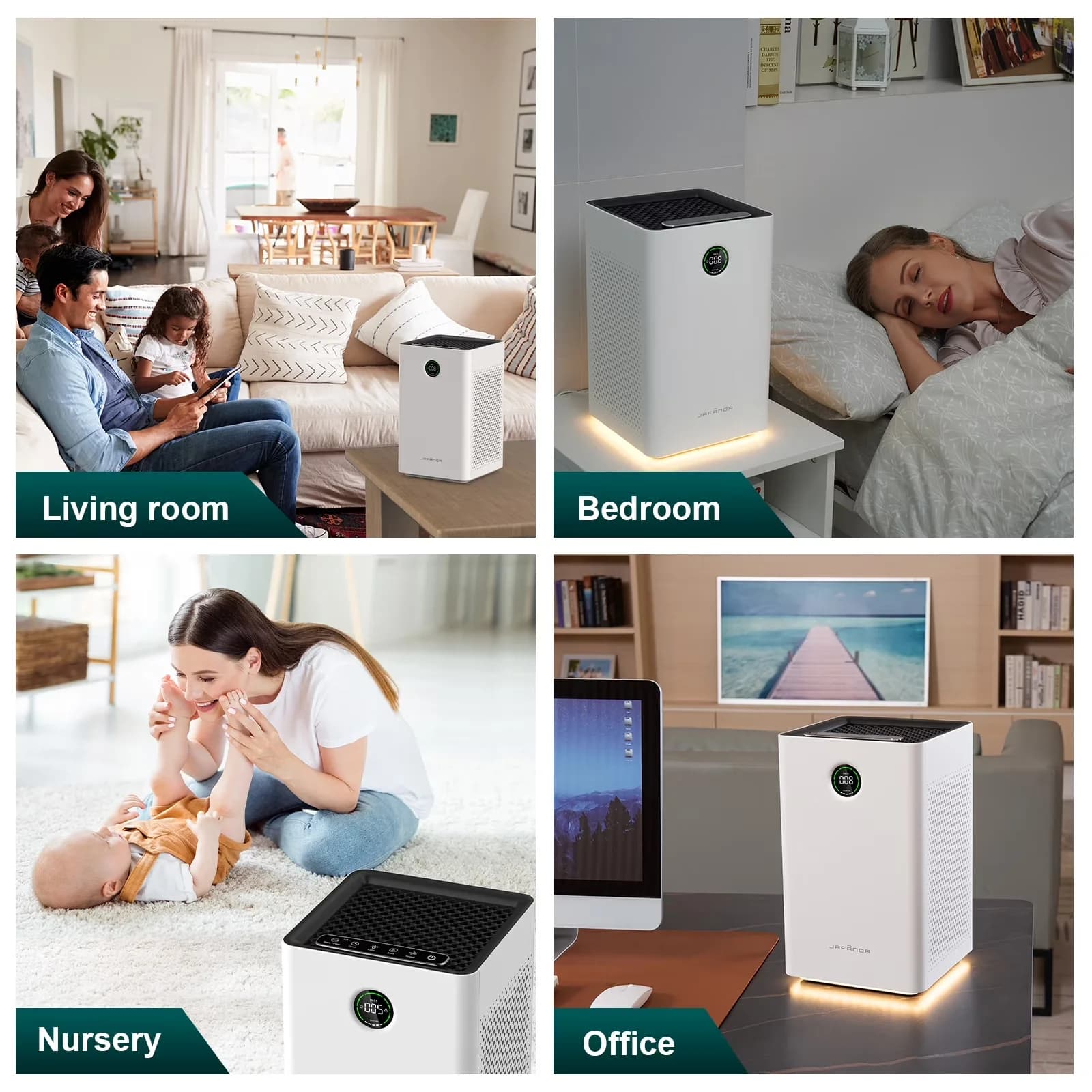 Air Purifier Compact with Smart Technology Capable, Filter Change Indicator - White for Home, Bedroom Model 8DFF1F
