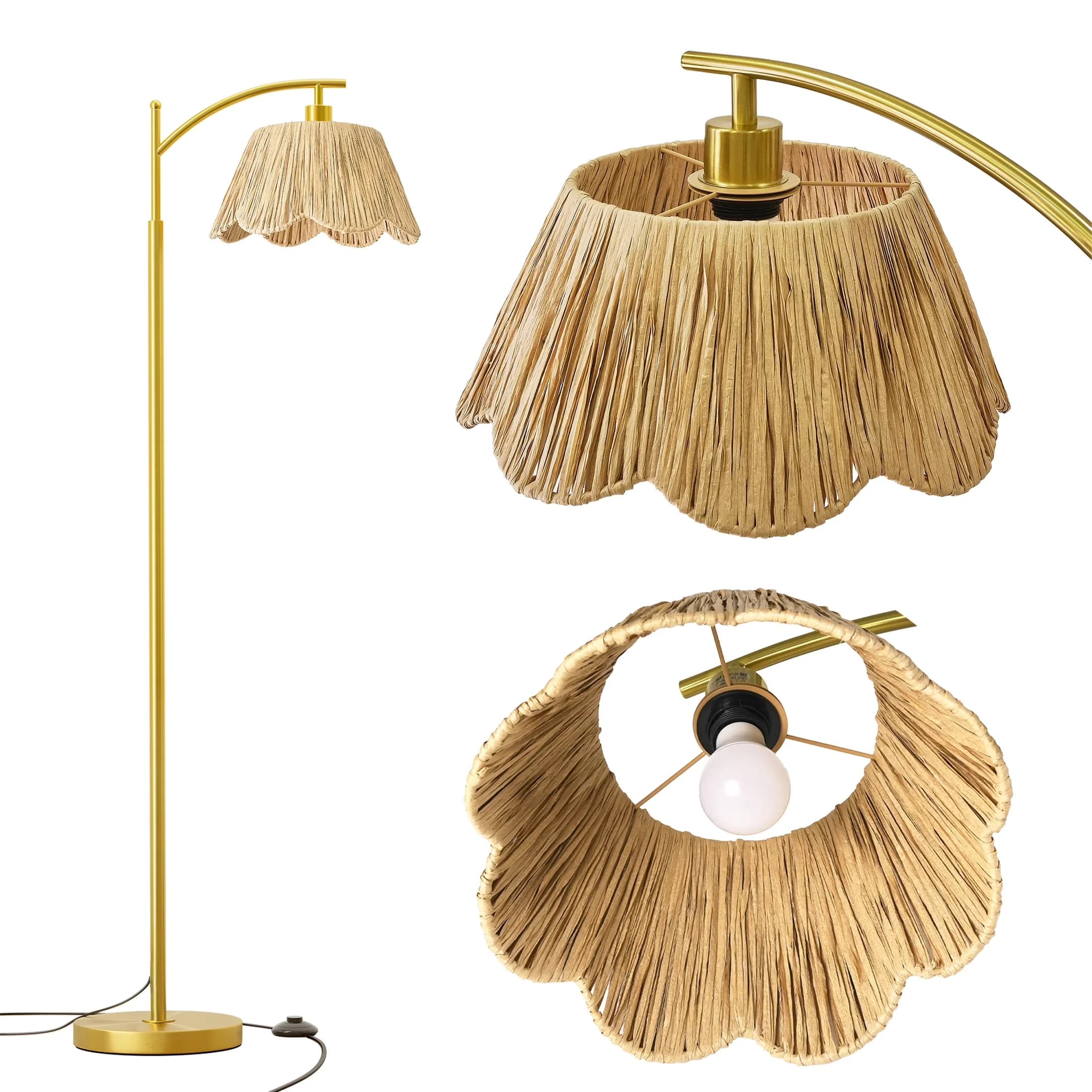 Sleek Floor Lamp with LED, Energy Efficient, Farmhouse - Metal Brown for Living Room, Bedroom Model ACC0AA