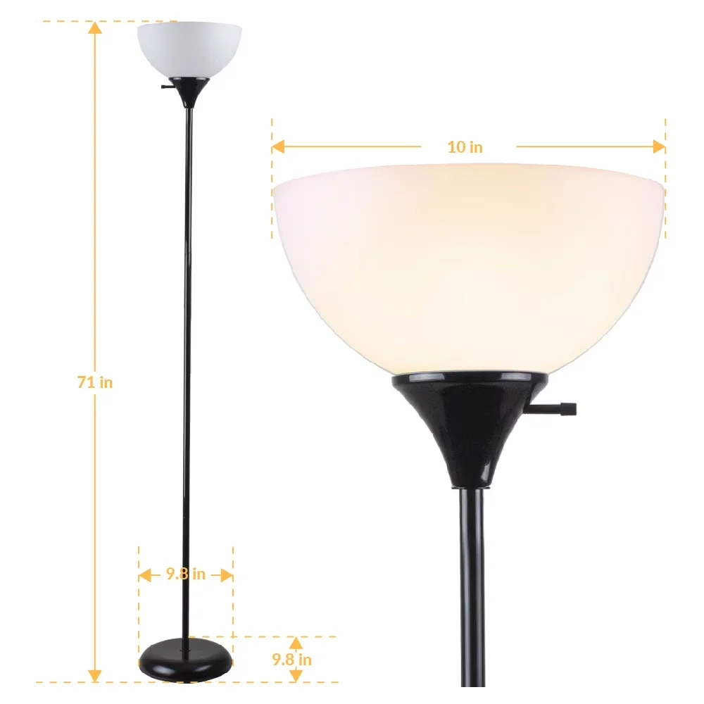 Floor Lamp Reliable with LED, Torchiere Lamps, Black - Metal 71" Henry Model E20156